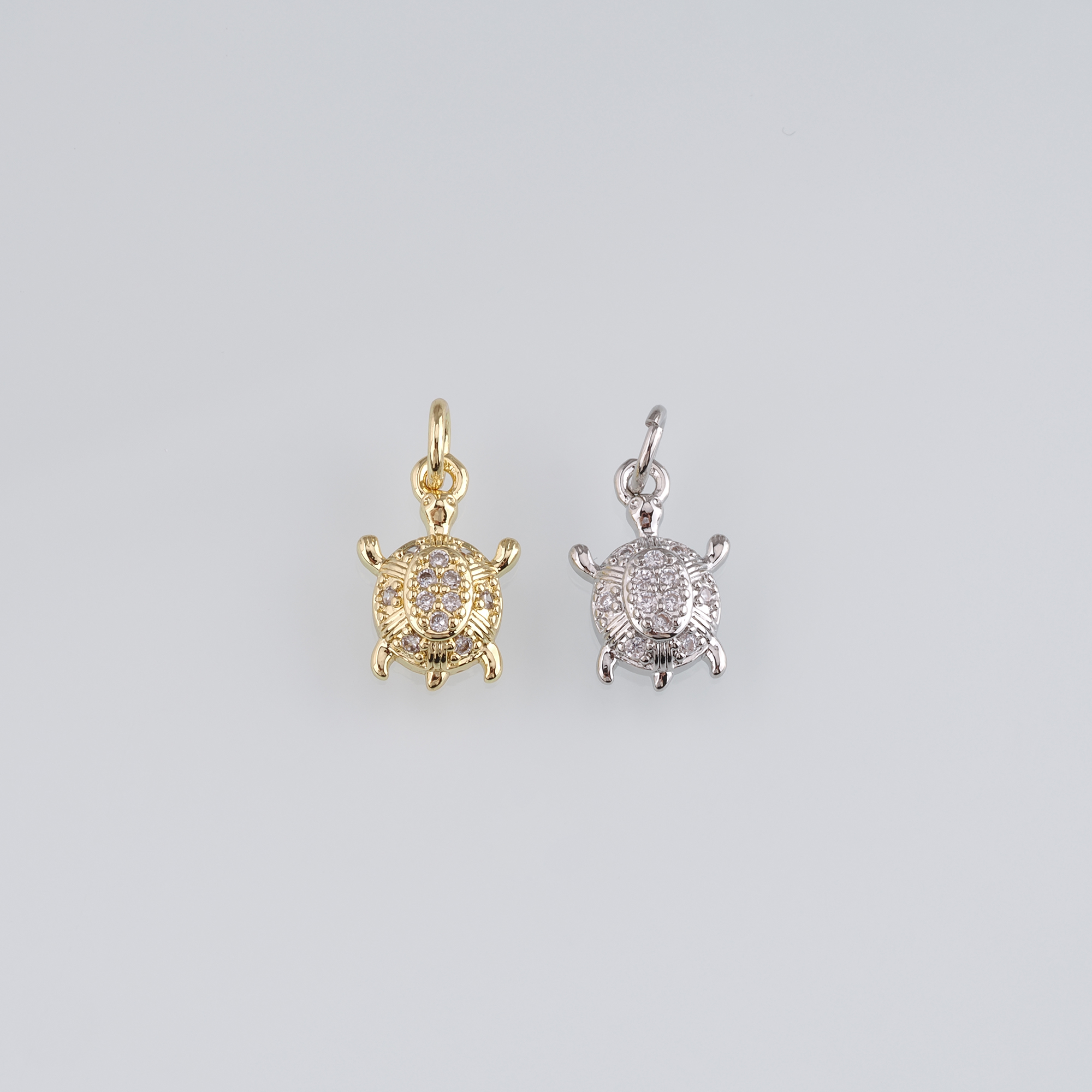 18K Gold Filled Turtle Pendant,CZ Micro Pave Turtle Charm Earrings Necklace for DIY Jewelry Making Supply