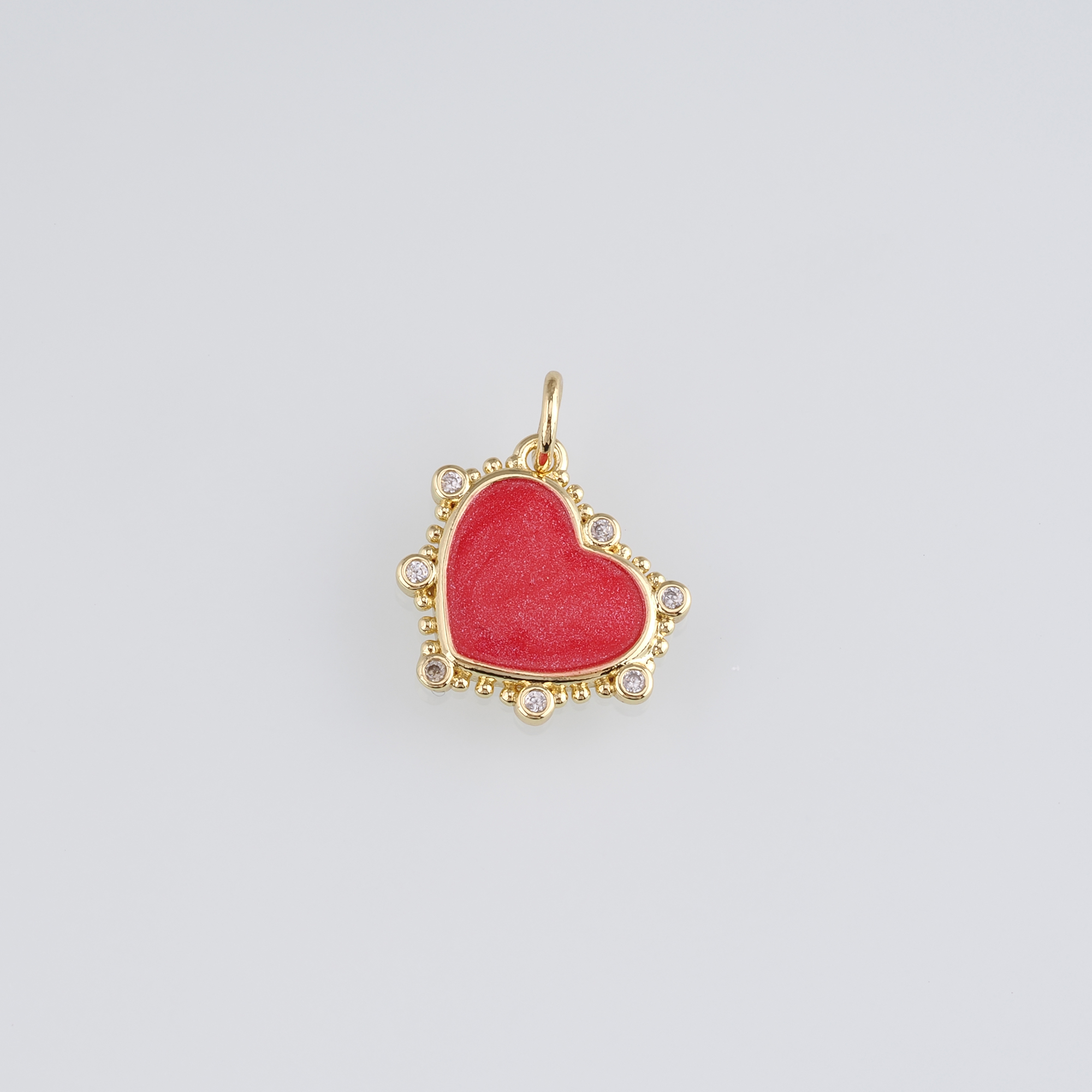 18K Gold Filled Heart Pendant,Enamel Heart Charm Earrings Necklace for DIY Jewelry Making Supply