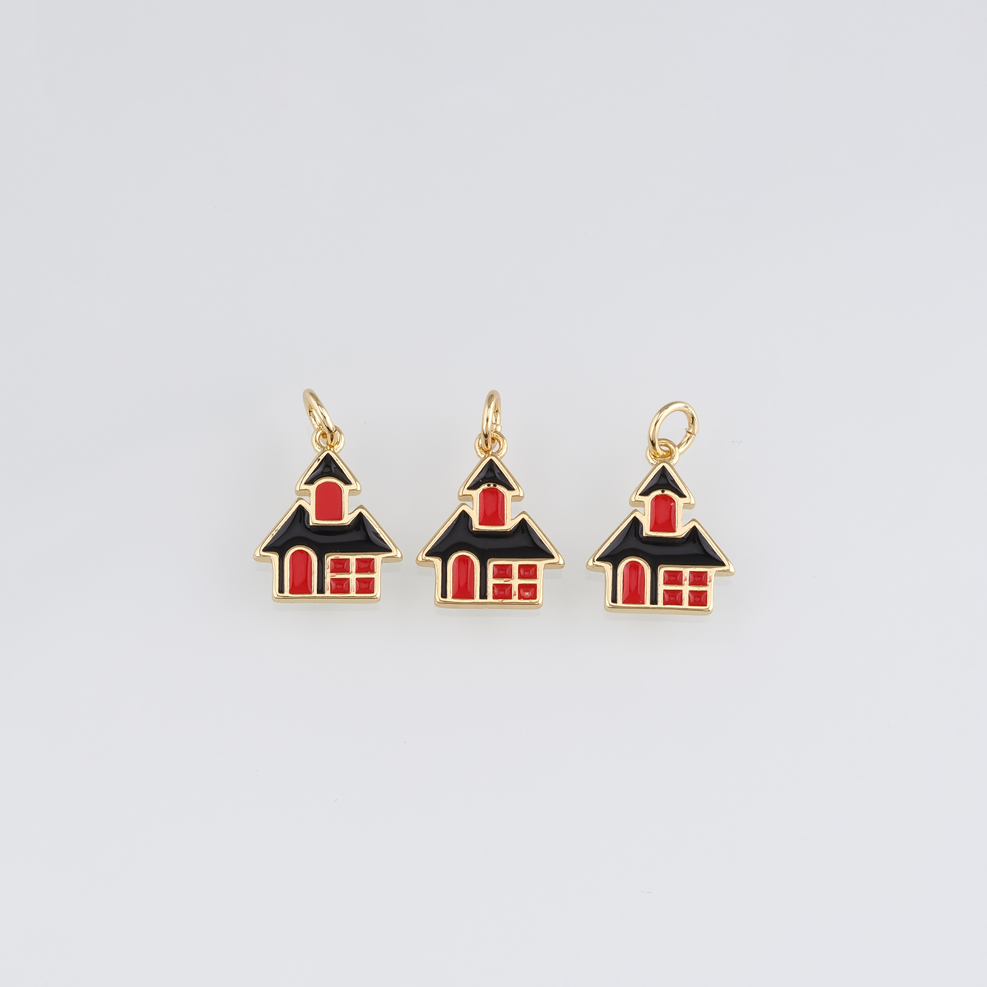 18K Gold Filled Home Pendant,Enamel Home Charm Earrings Necklace for DIY Jewelry Making Supply