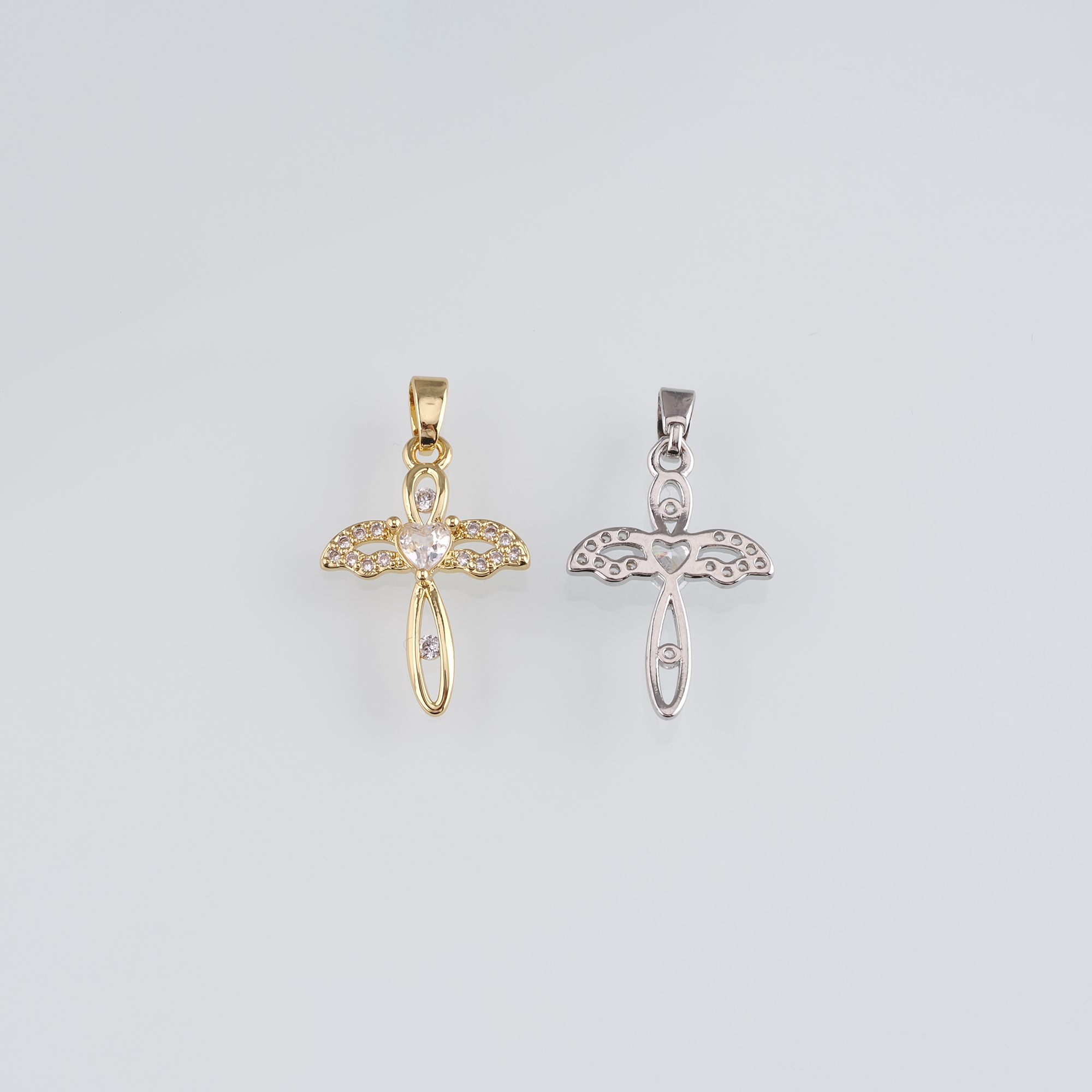 18K Gold Filled Cross Pendant,Religious Charm,CZ Micro Pave Cross Earrings Necklace for DIY Jewelry Making Supply