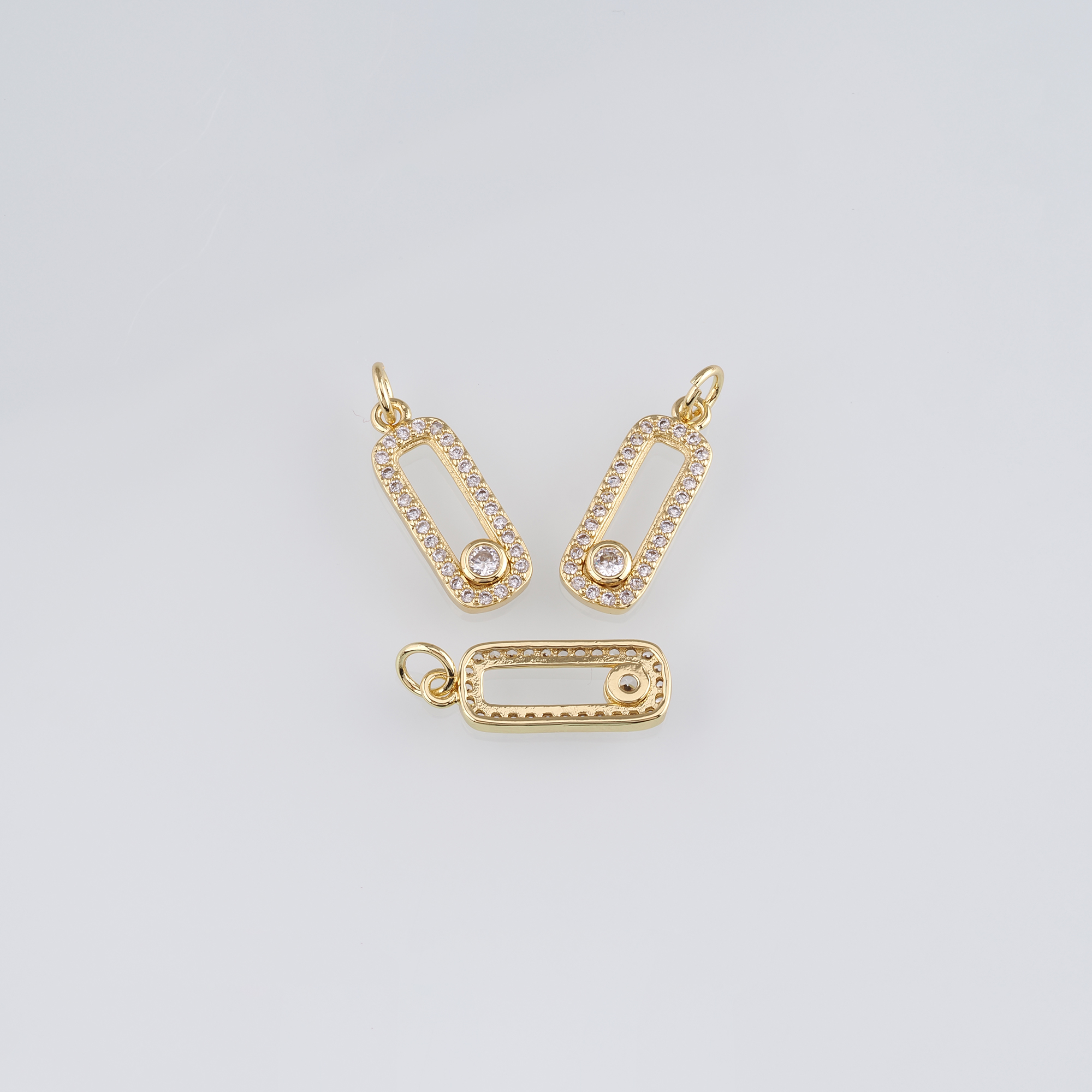 18K Gold Filled Rectangle Pendant,CZ Micro Pave Rectangle Charm Earrings Necklace for DIY Jewelry Making Supply