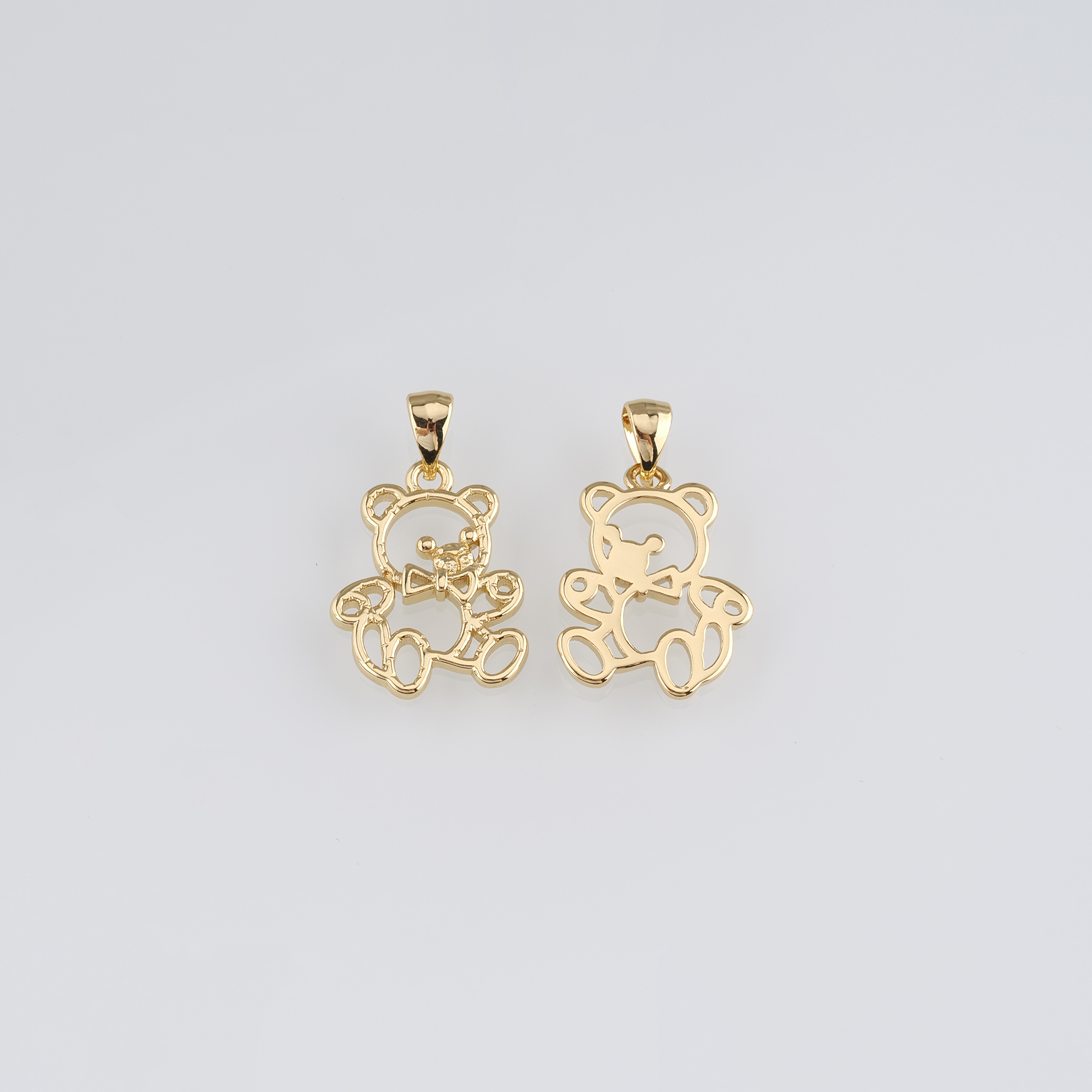 18K Gold Filled Bear Pendant,Dainty Bear Charm Earrings Necklace for DIY Jewelry Making Supply
