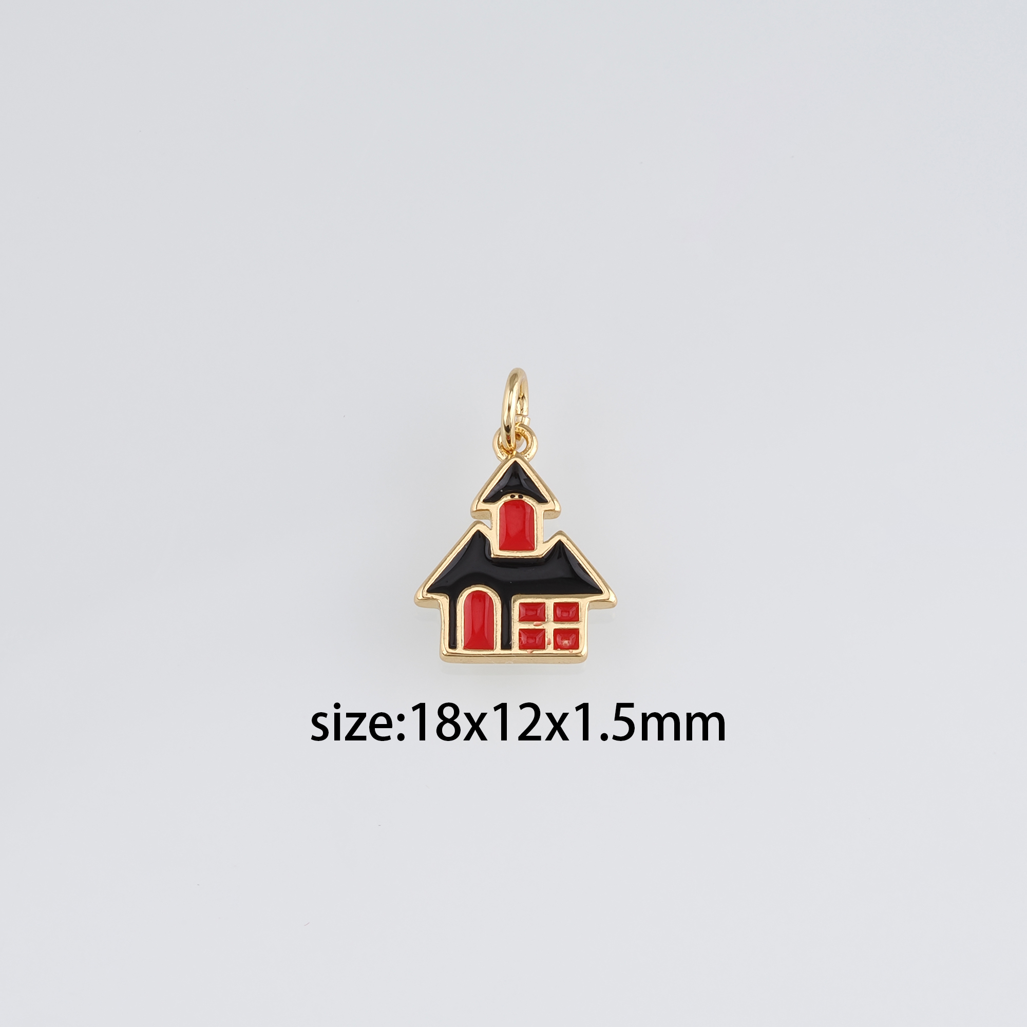 18K Gold Filled Home Pendant,Enamel Home Charm Earrings Necklace for DIY Jewelry Making Supply