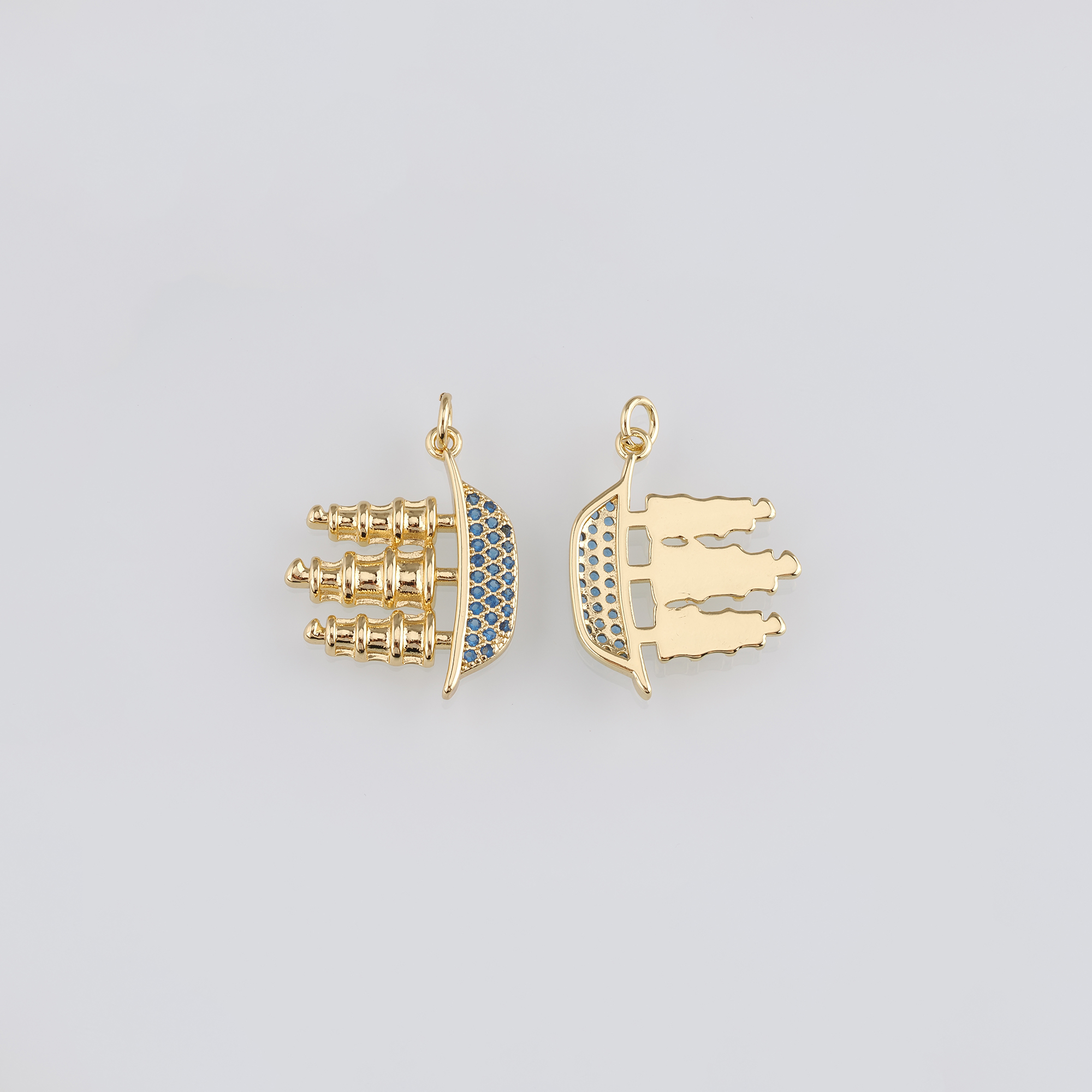 18K Gold Filled Sailboat Pendant,Enamel Boat Charm Earrings Necklace for DIY Jewelry Making Supply