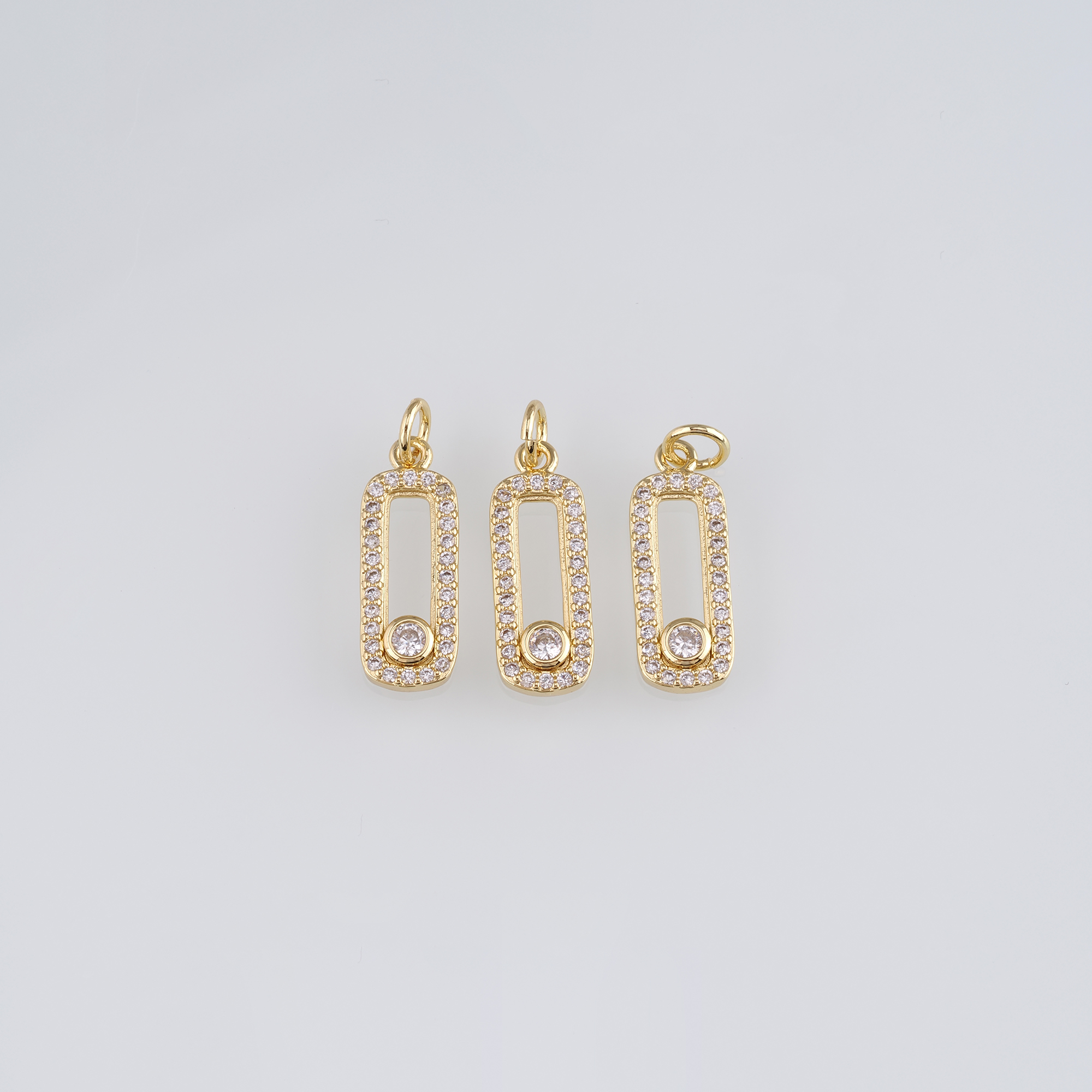 18K Gold Filled Rectangle Pendant,CZ Micro Pave Rectangle Charm Earrings Necklace for DIY Jewelry Making Supply