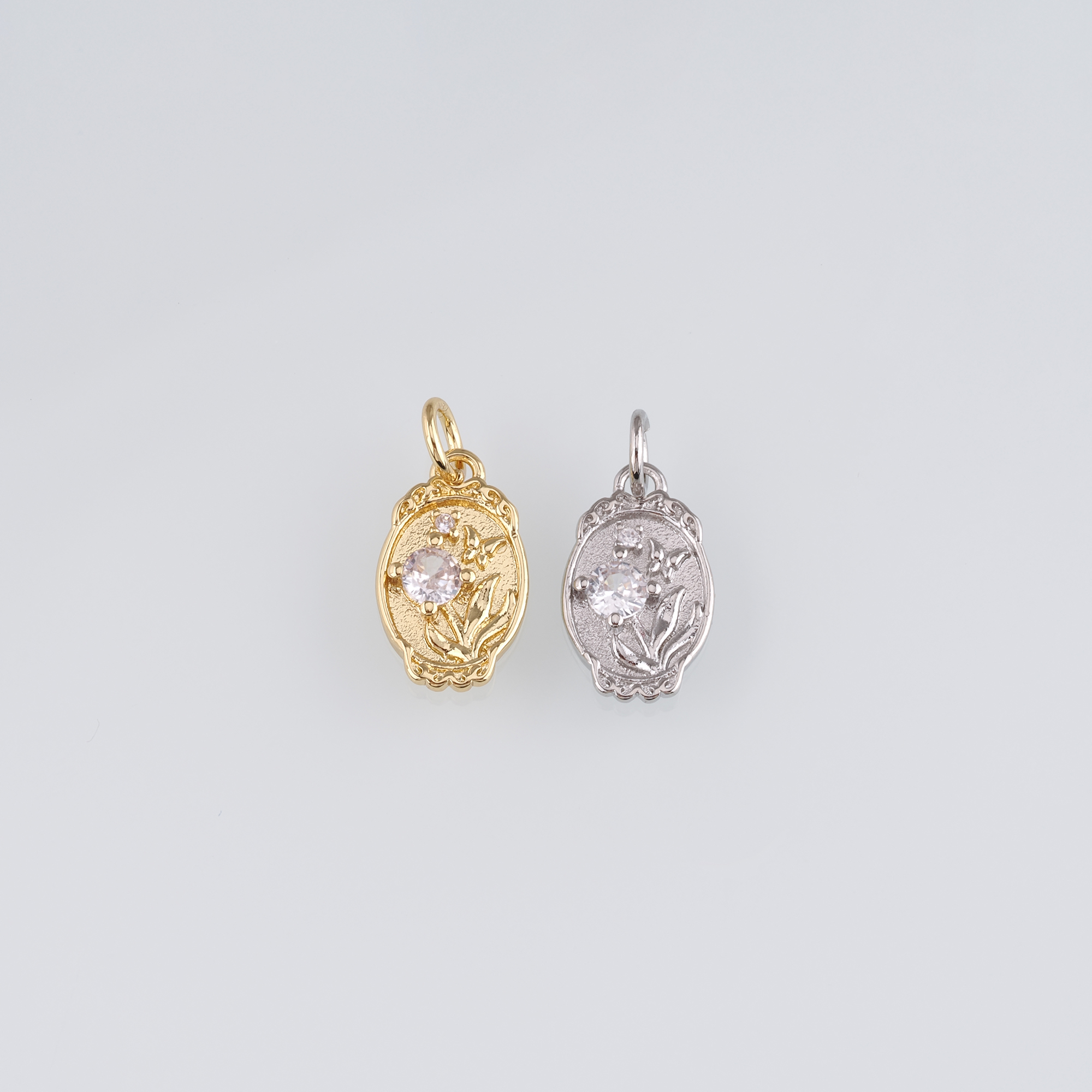 18K Gold Filled Flower Pendant,Dainty Flower Charm Earrings Necklace for DIY Jewelry Making Supply
