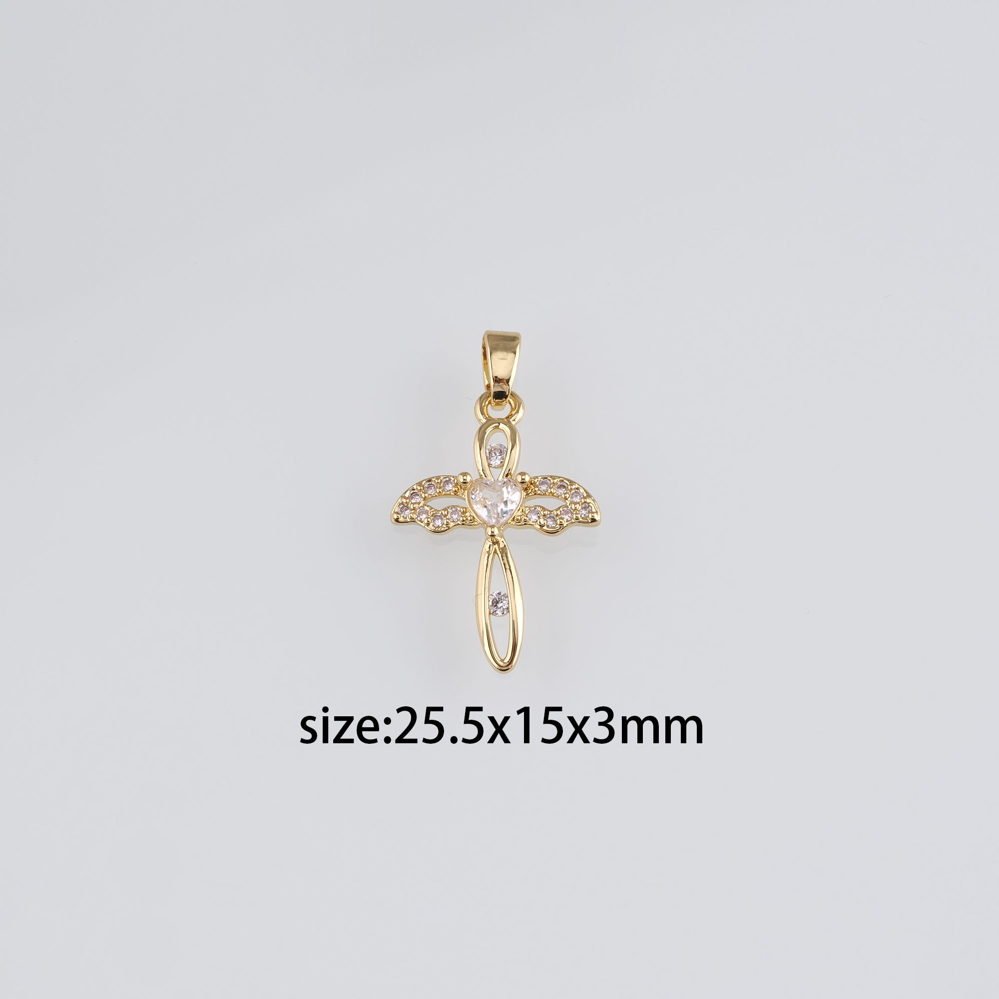 18K Gold Filled Cross Pendant,Religious Charm,CZ Micro Pave Cross Earrings Necklace for DIY Jewelry Making Supply