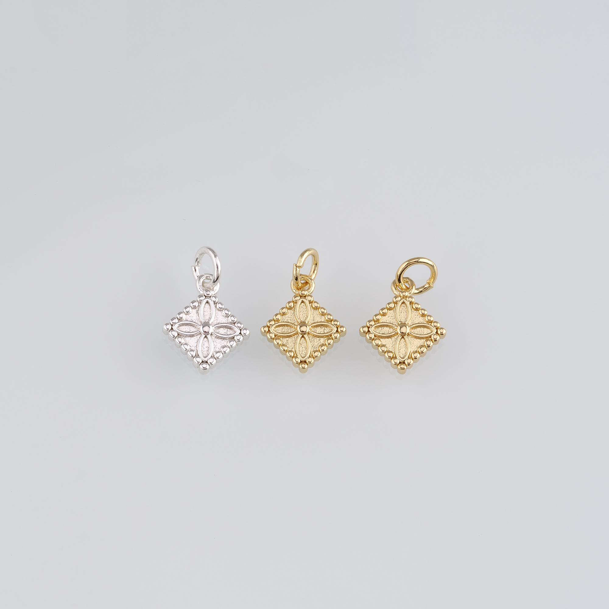 18K Gold Filled Flower Pendant,Dainty Flower Charm Earrings Necklace for DIY Jewelry Making Supply