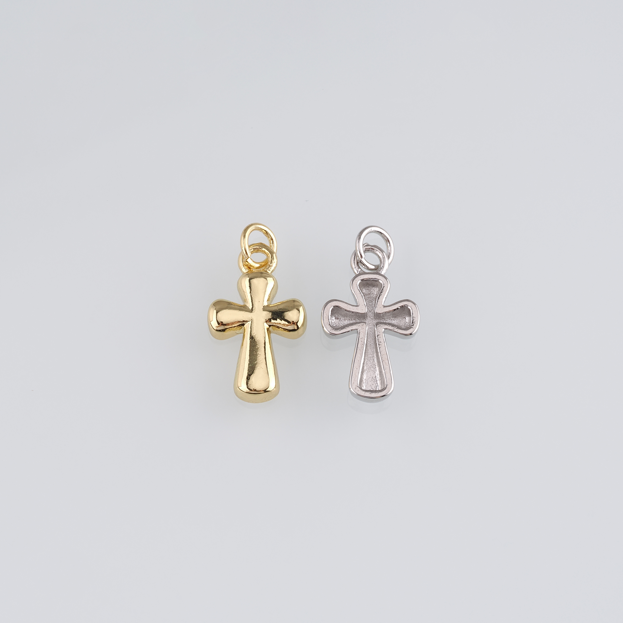 18K Gold Filled Cross Pendant,Religious Charm Earrings Necklace for DIY Jewelry Making Supply
