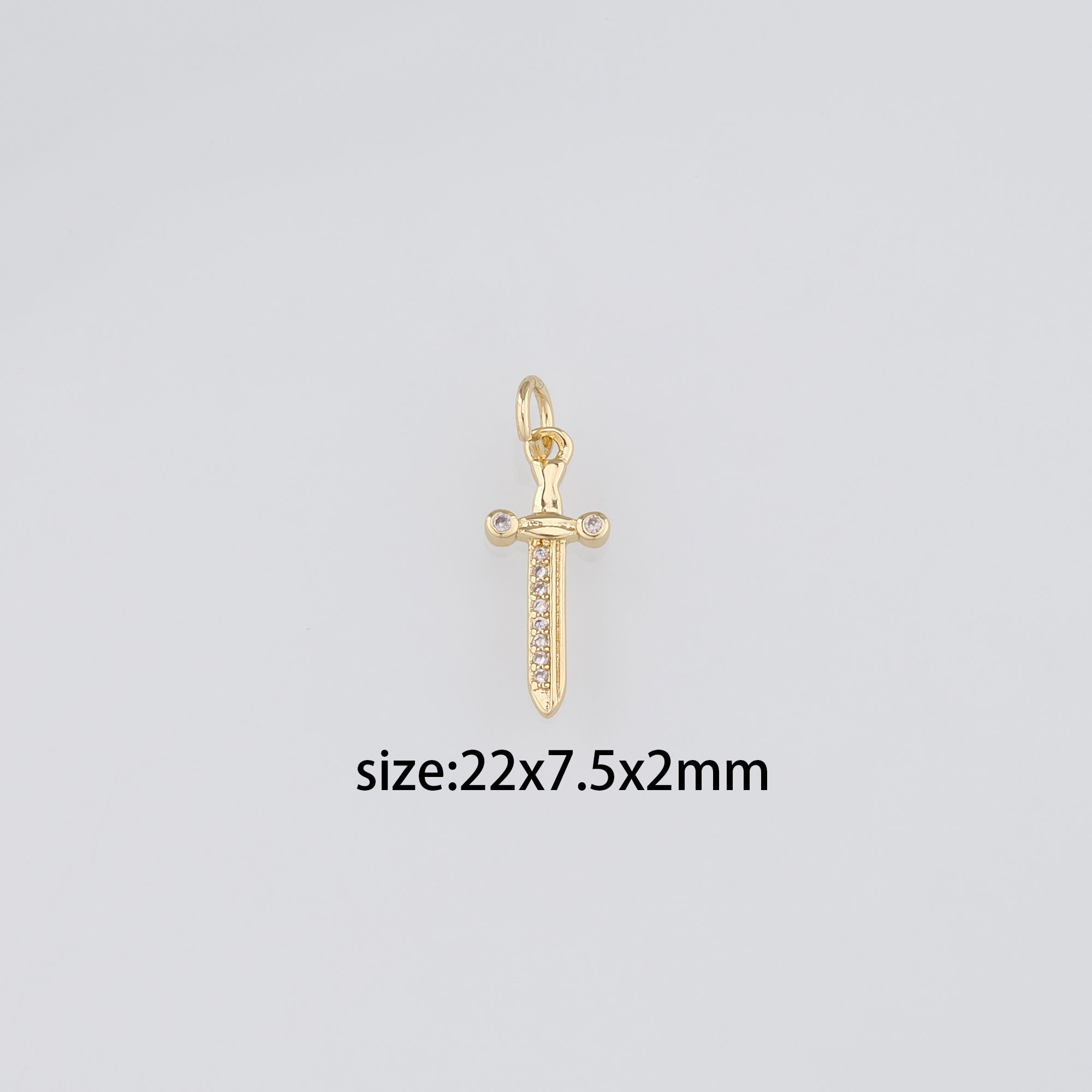 18K Gold Filled Sword Pendant,CZ Micro Pave Sword Charm Earrings Necklace for DIY Jewelry Making Supply