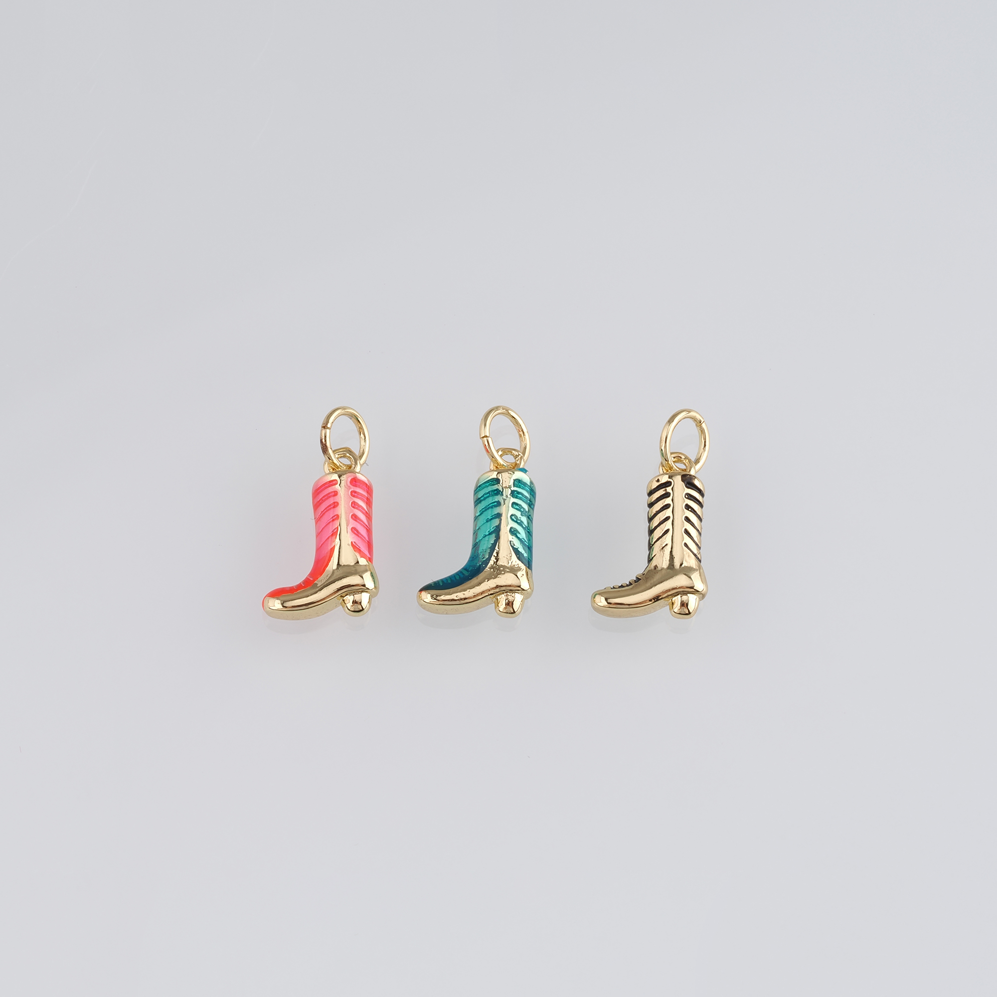 18K Gold Filled Cowboy Boots Pendant,Enamel Shoe Charm Earrings Necklace for DIY Jewelry Making Supply