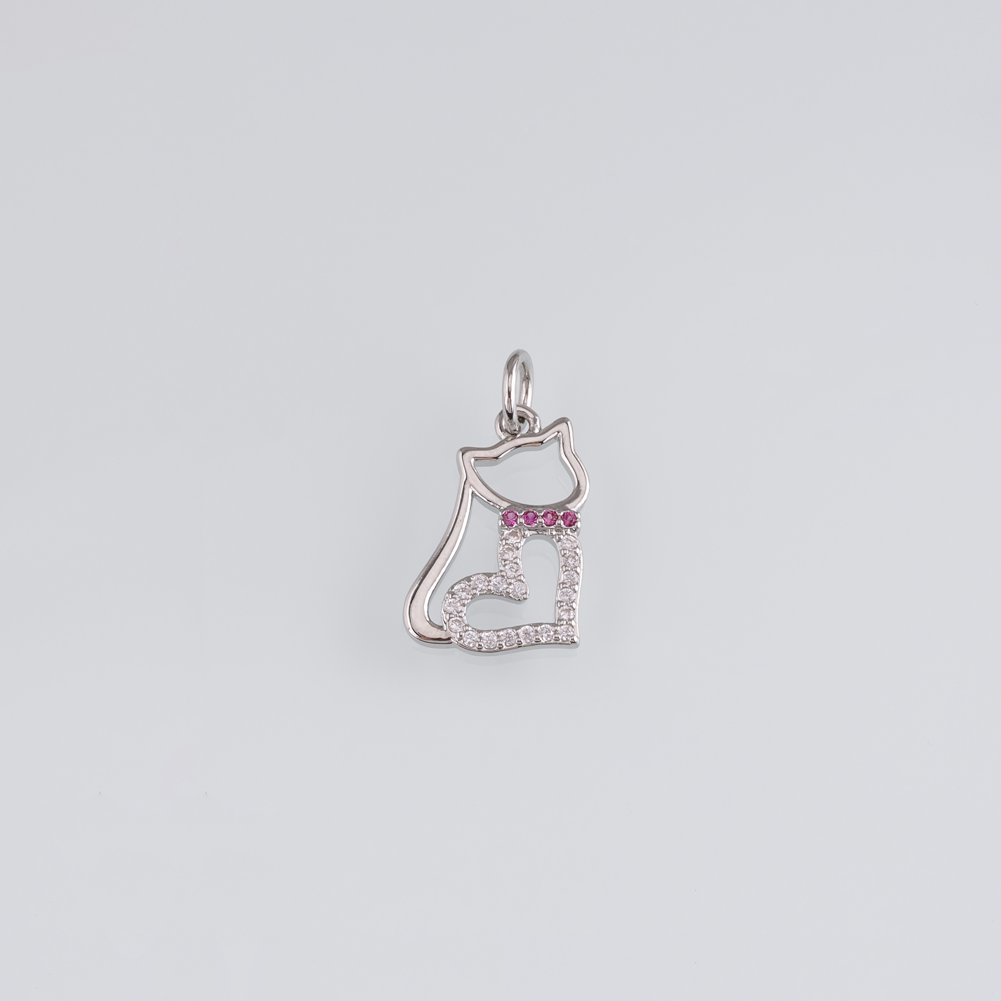 18K Gold Filled Cat Pendant,Animal Charm,CZ Micro Pave Cat Earrings Necklace for DIY Jewelry Making Supply