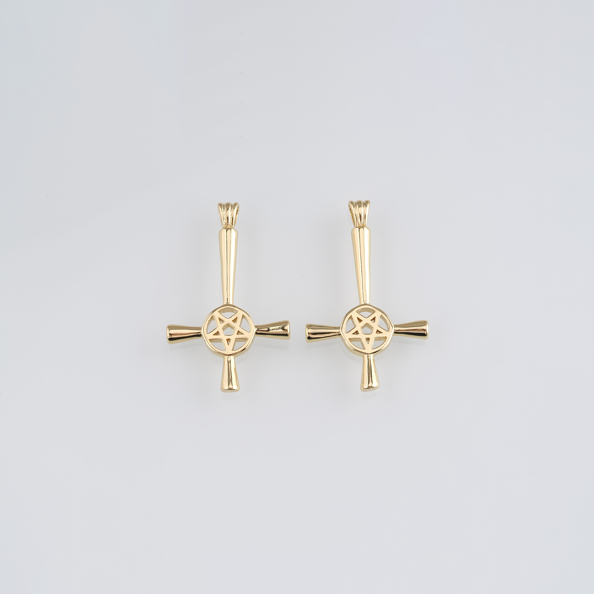 18K Gold Filled Cross Pendant,Religious Charm Earrings Necklace for DIY Jewelry Making Supply