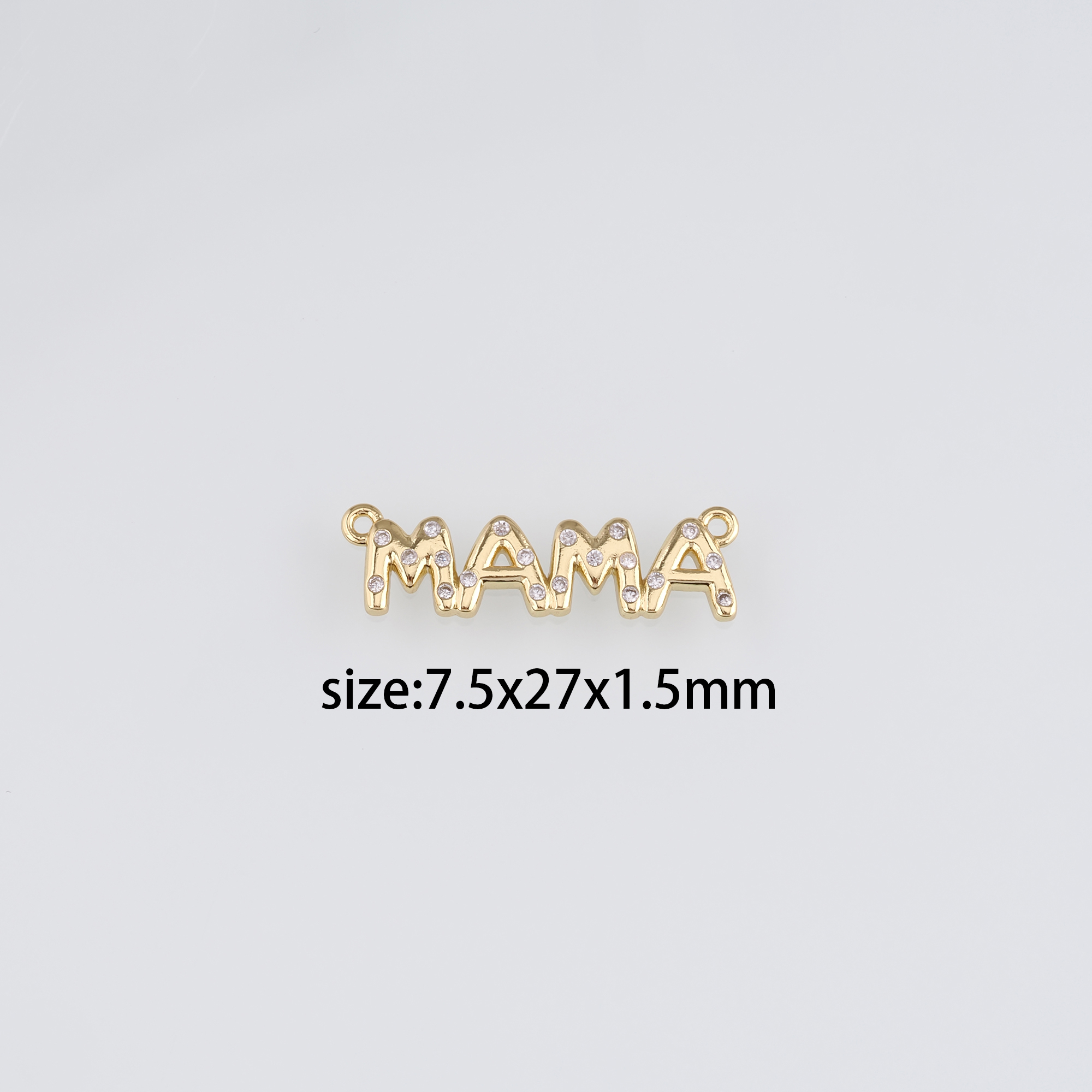 18K Gold Filled Mama Pendant,CZ Micro Pave Mama Charm Earrings Necklace for DIY Jewelry Making Supply