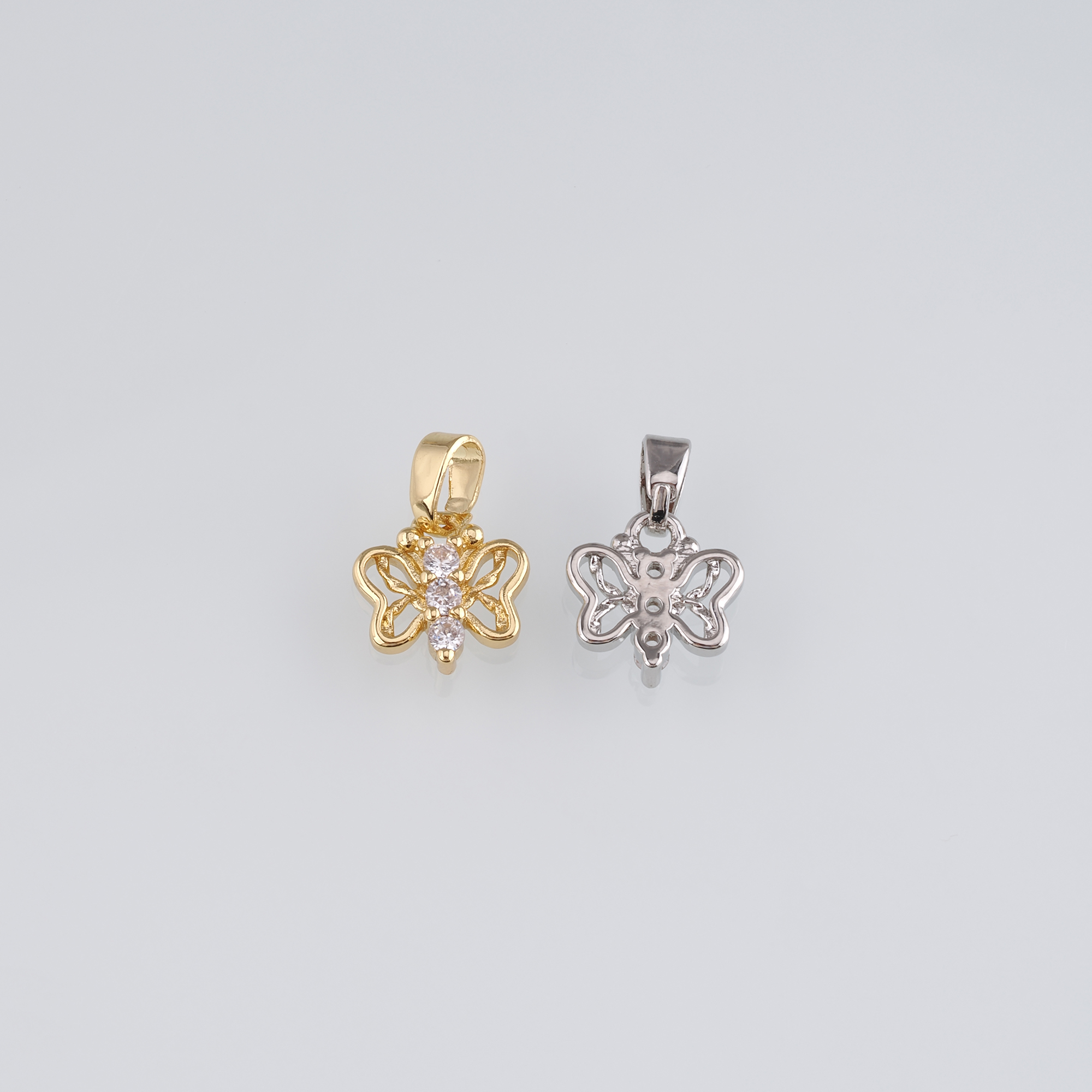 18K Gold Filled Butterfly Pendant,CZ Micro Pave Butterfly Charm Earrings Necklace for DIY Jewelry Making Supply