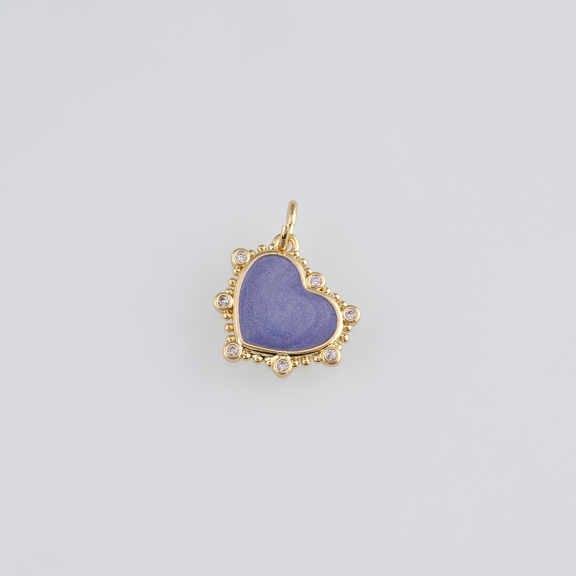 18K Gold Filled Heart Pendant,Enamel Heart Charm Earrings Necklace for DIY Jewelry Making Supply