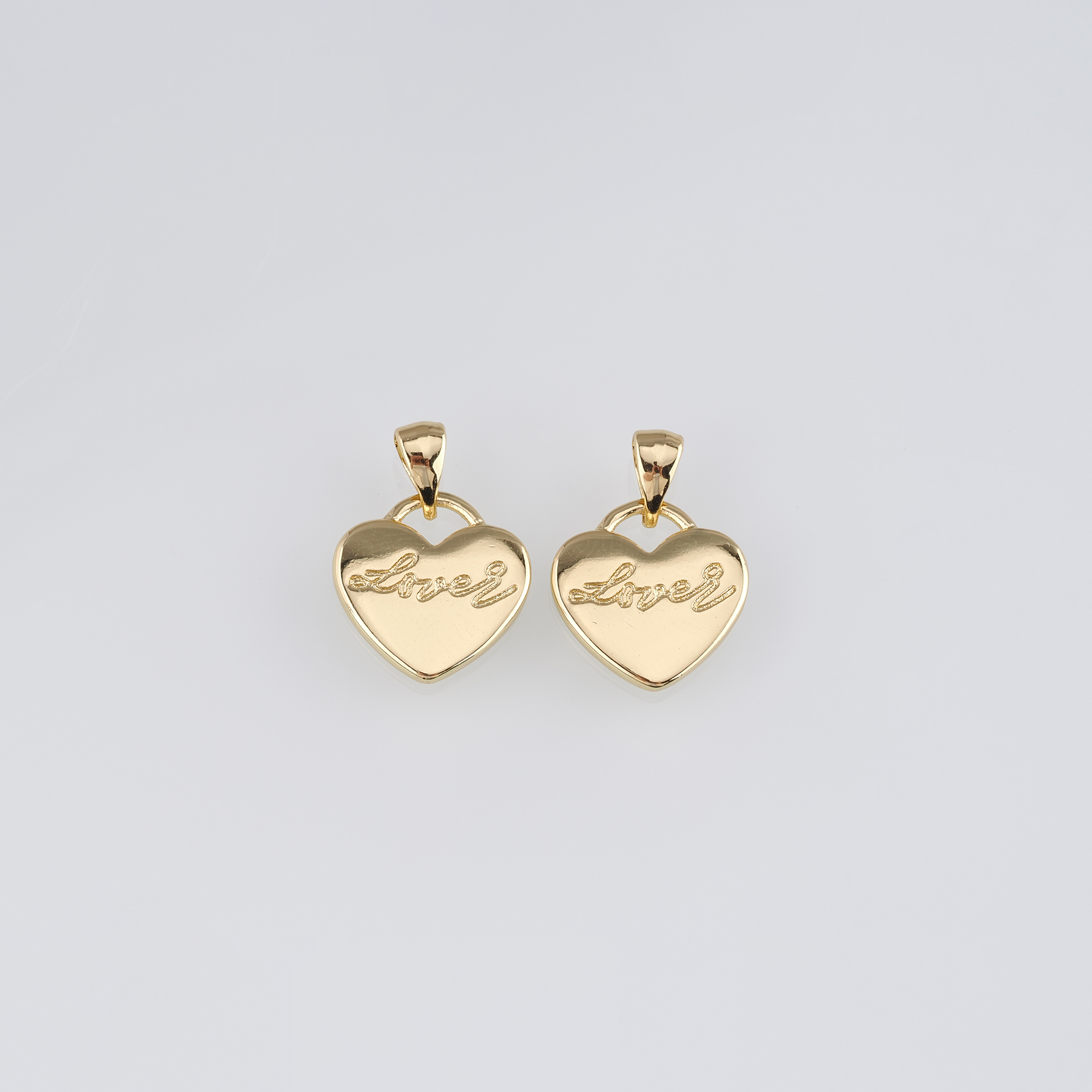 18K Gold Filled Heart Pendant,Dainty Heart Charm Earrings Necklace for DIY Jewelry Making Supply