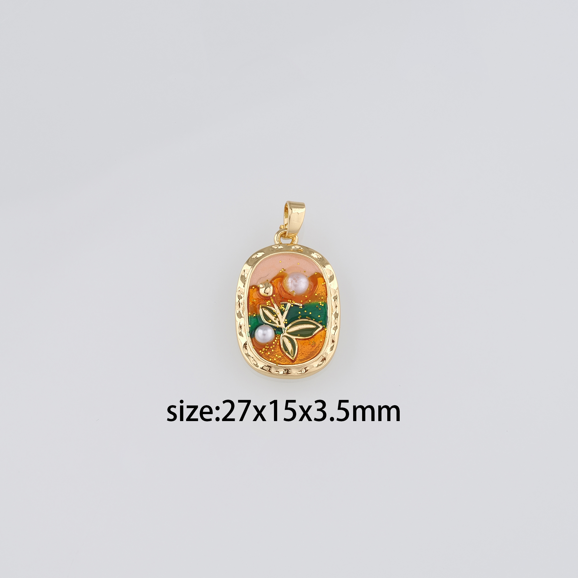 18K Gold Filled Flower Pendant,Enamel Flower Charm Earrings Necklace for DIY Jewelry Making Supply