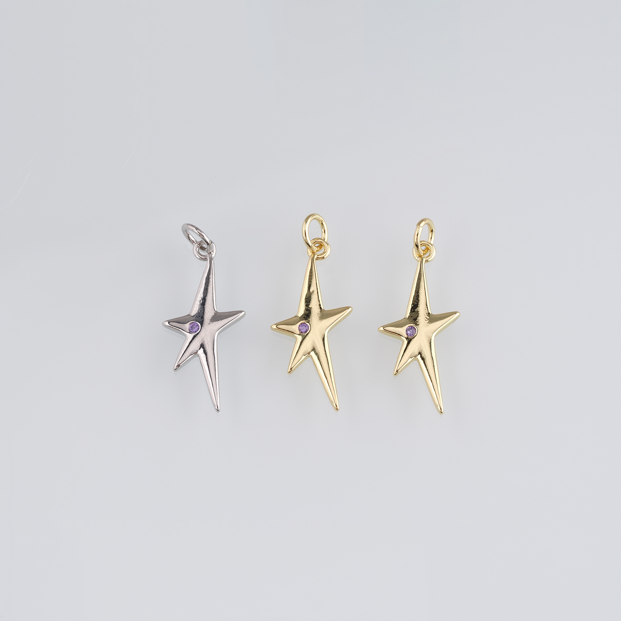 18K Gold Filled Star Pendant,CZ Micro Pave Celestial Charm Earrings Necklace for DIY Jewelry Making Supply