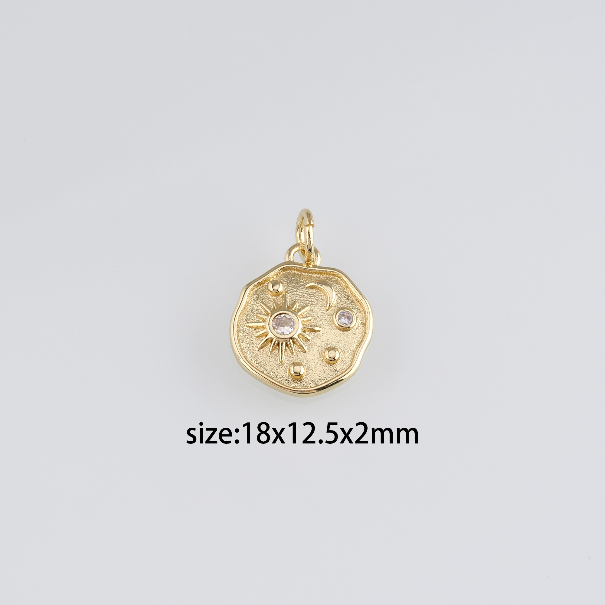 18K Gold Filled Sun Moon Pendant,CZ Micro Pave Celestial Charm Earrings Necklace for DIY Jewelry Making Supply