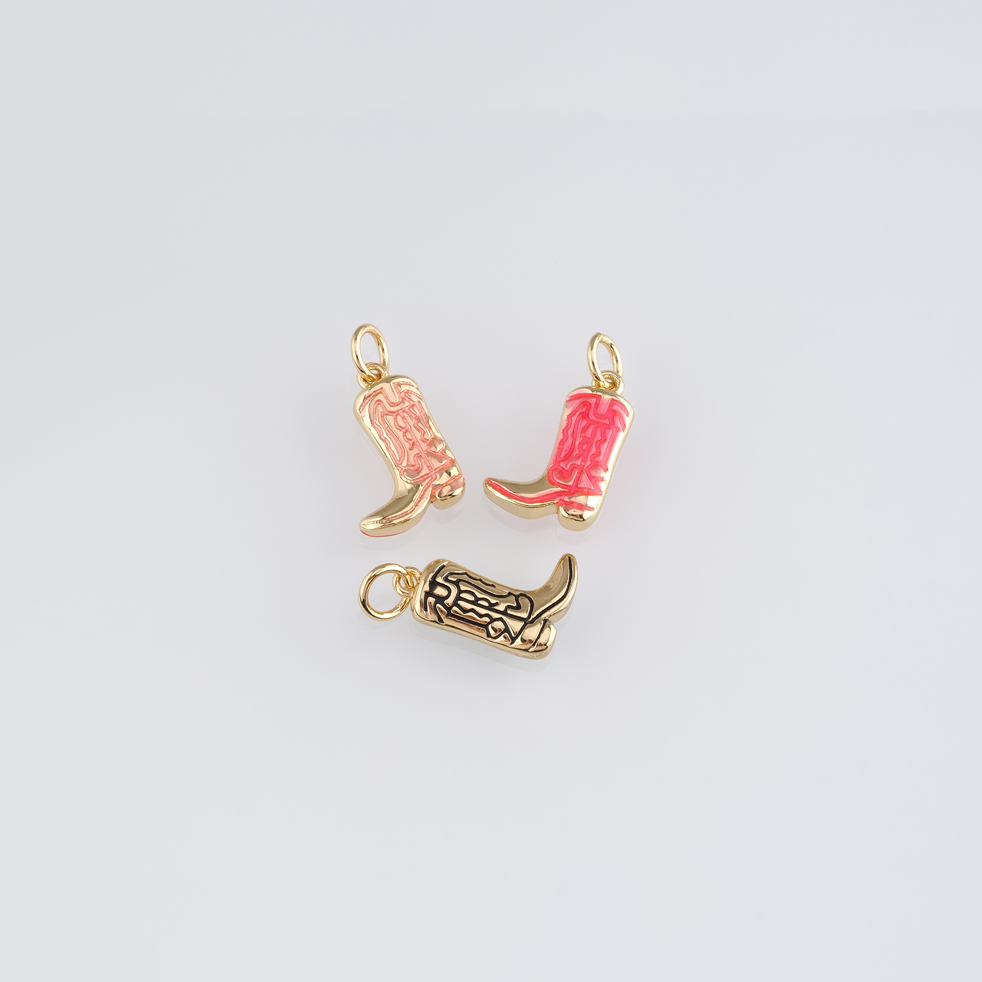 18K Gold Filled Cowboy Boots Pendant,Enamel Shoe Charm Earrings Necklace for DIY Jewelry Making Supply
