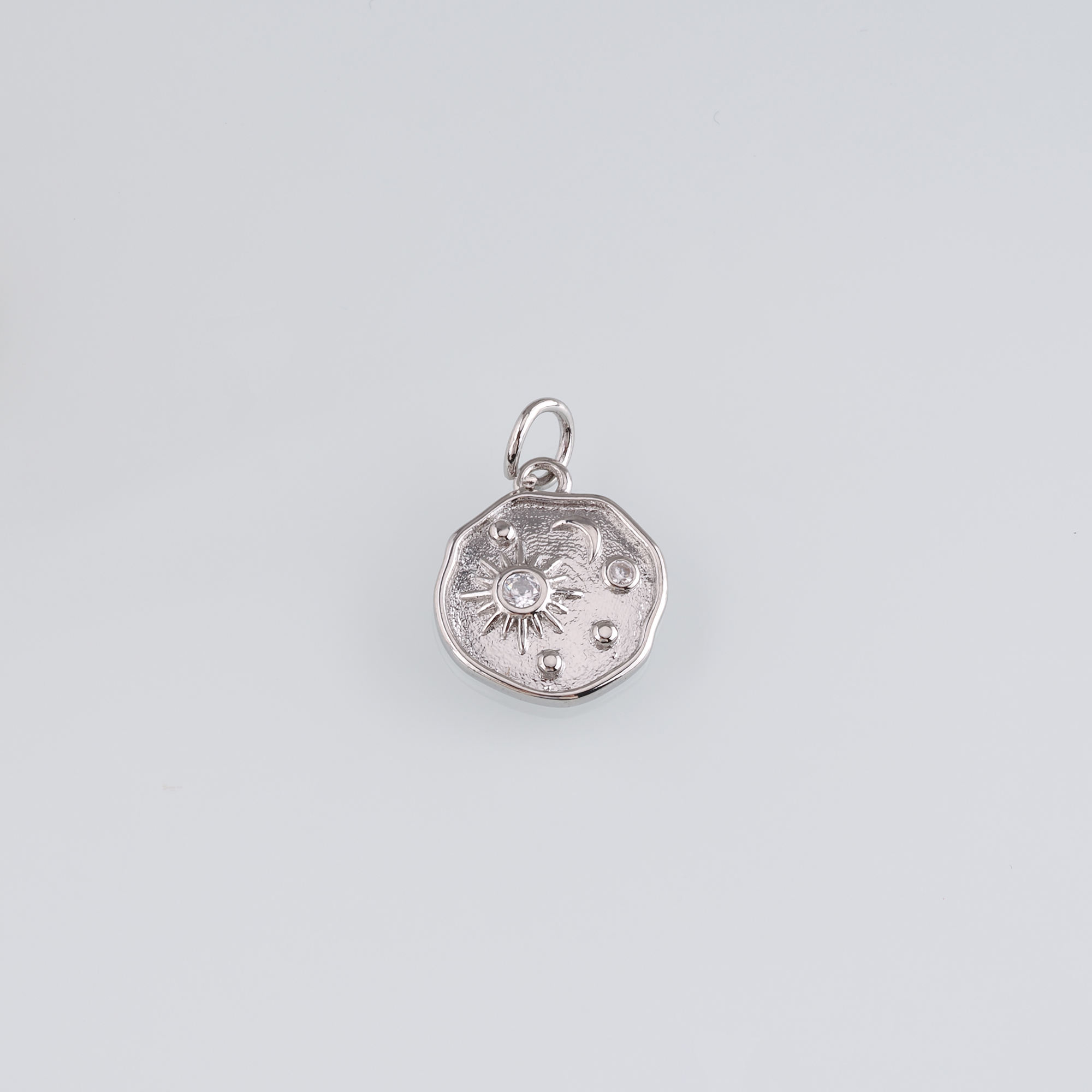 18K Gold Filled Sun Moon Pendant,CZ Micro Pave Celestial Charm Earrings Necklace for DIY Jewelry Making Supply