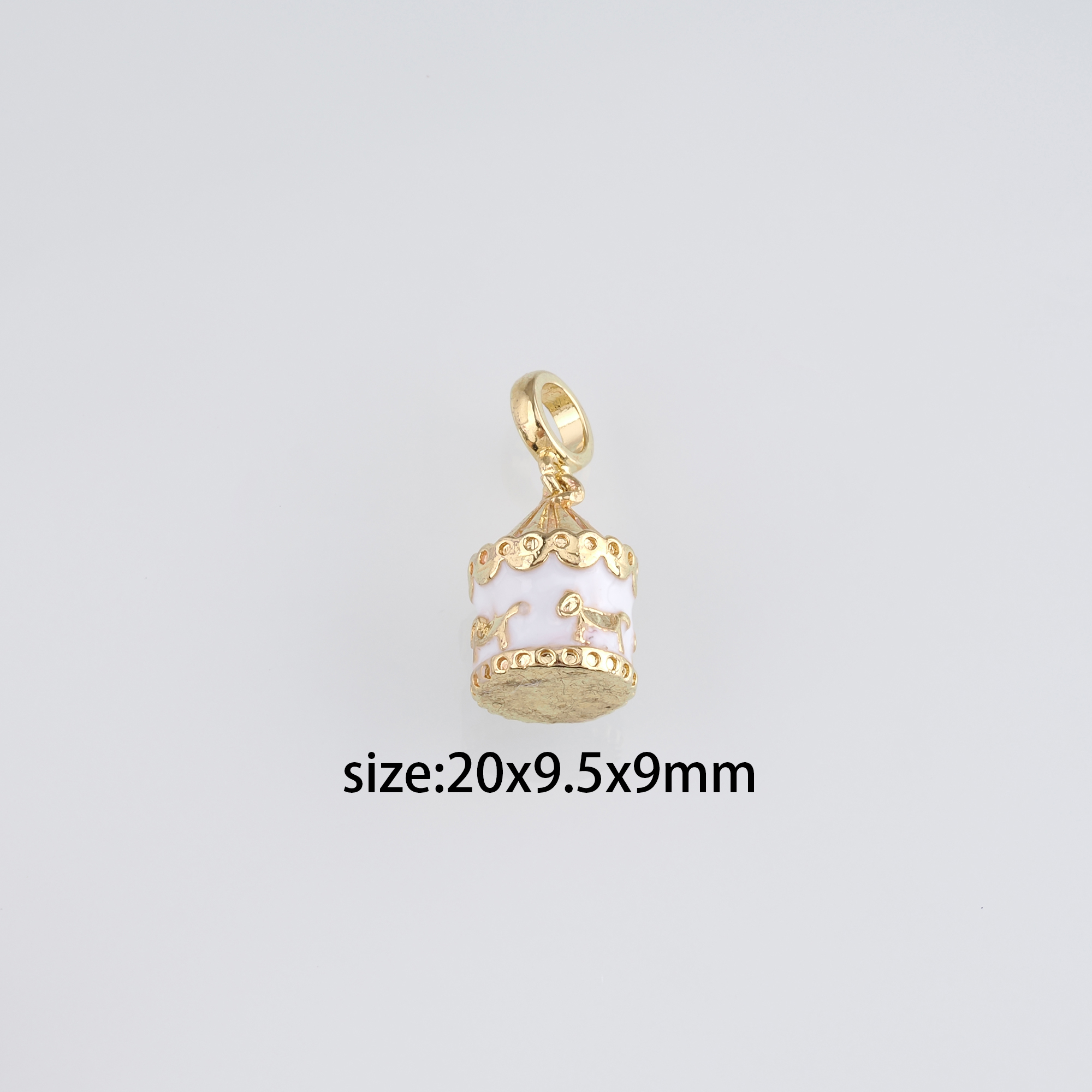 18K Gold Filled Carousel Pendant,Fairground Charm,Enamel Carousel Earrings Necklace for DIY Jewelry Making Supply