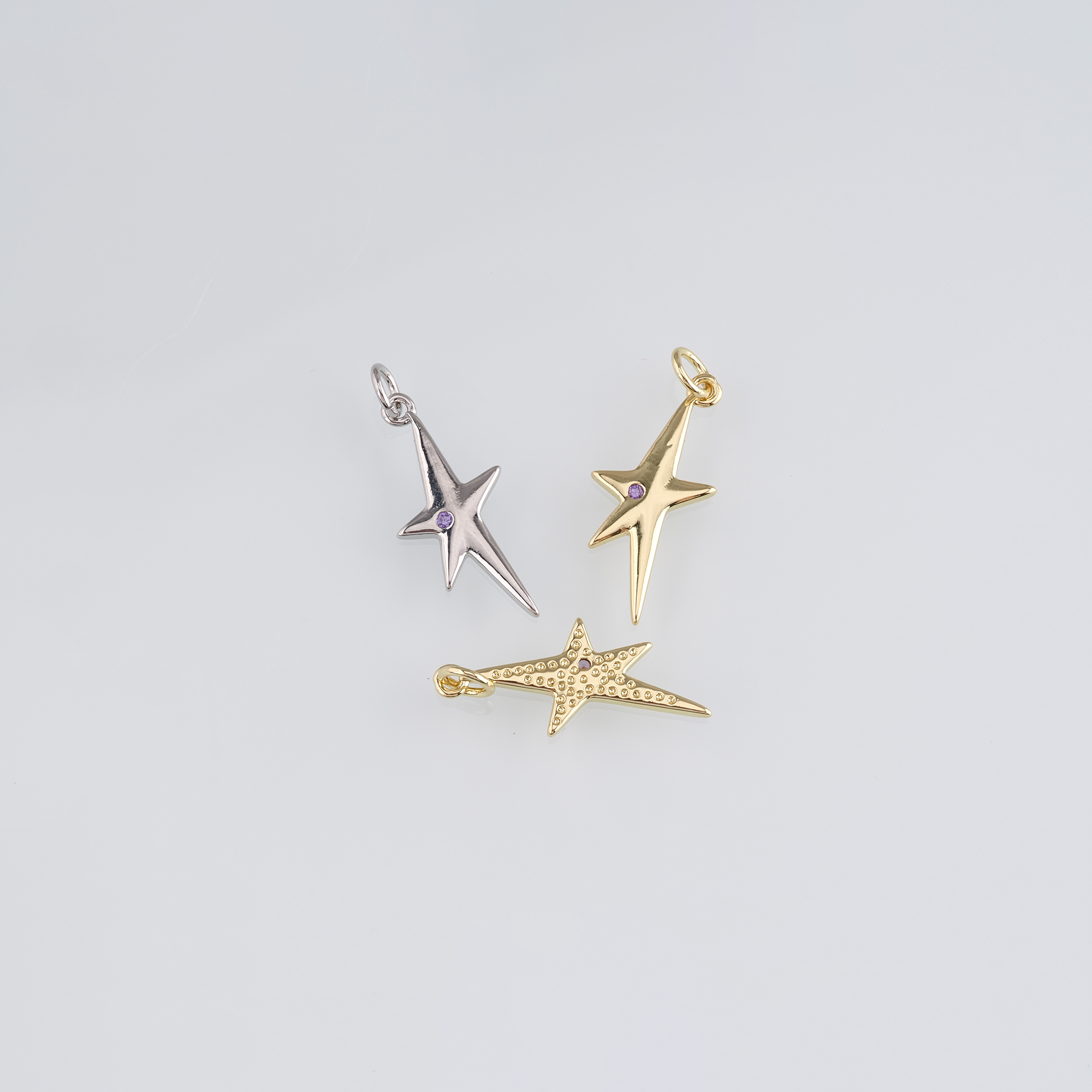 18K Gold Filled Star Pendant,CZ Micro Pave Celestial Charm Earrings Necklace for DIY Jewelry Making Supply