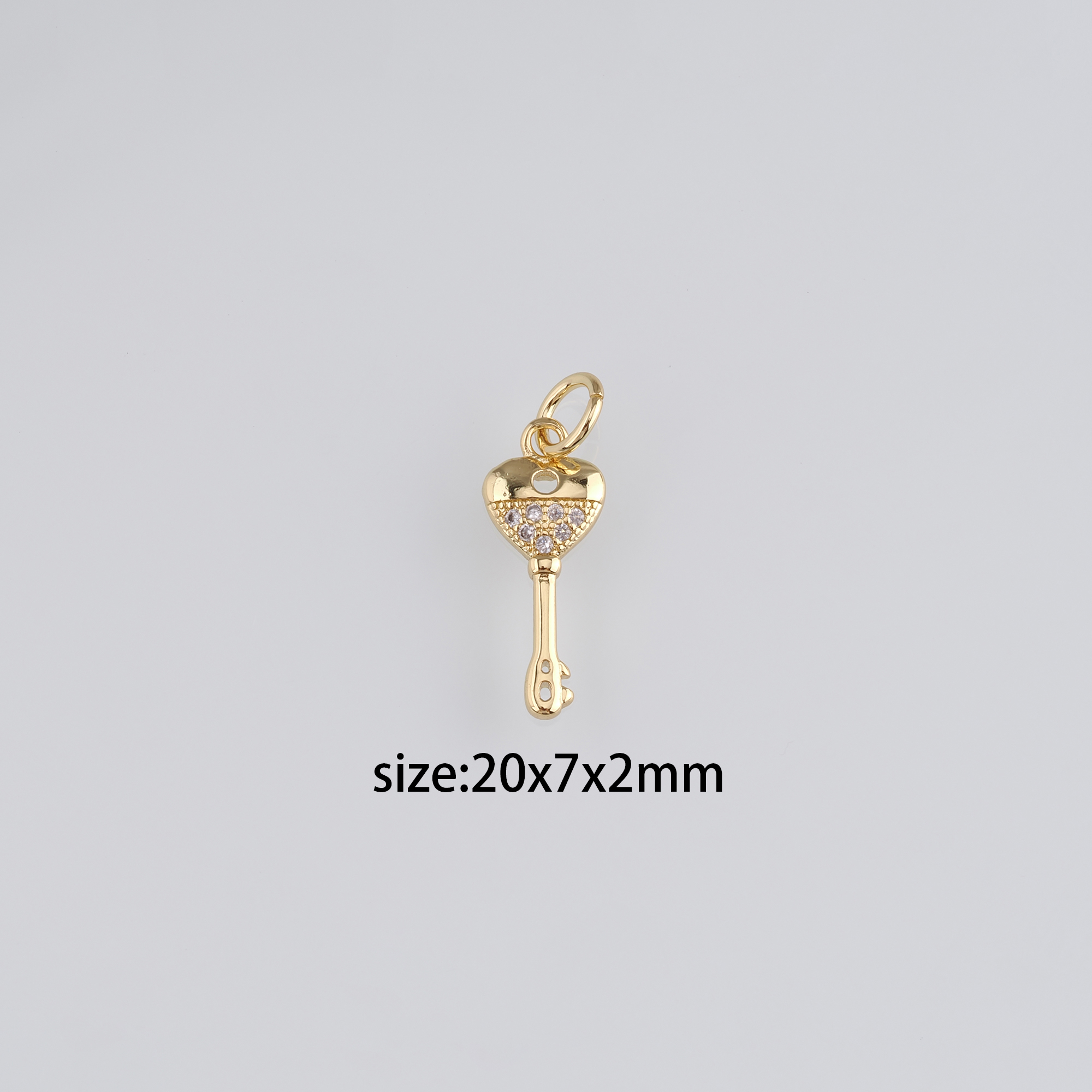 18K Gold Filled Key Pendant,CZ Micro Pave Key Charm Earrings Necklace for DIY Jewelry Making Supply