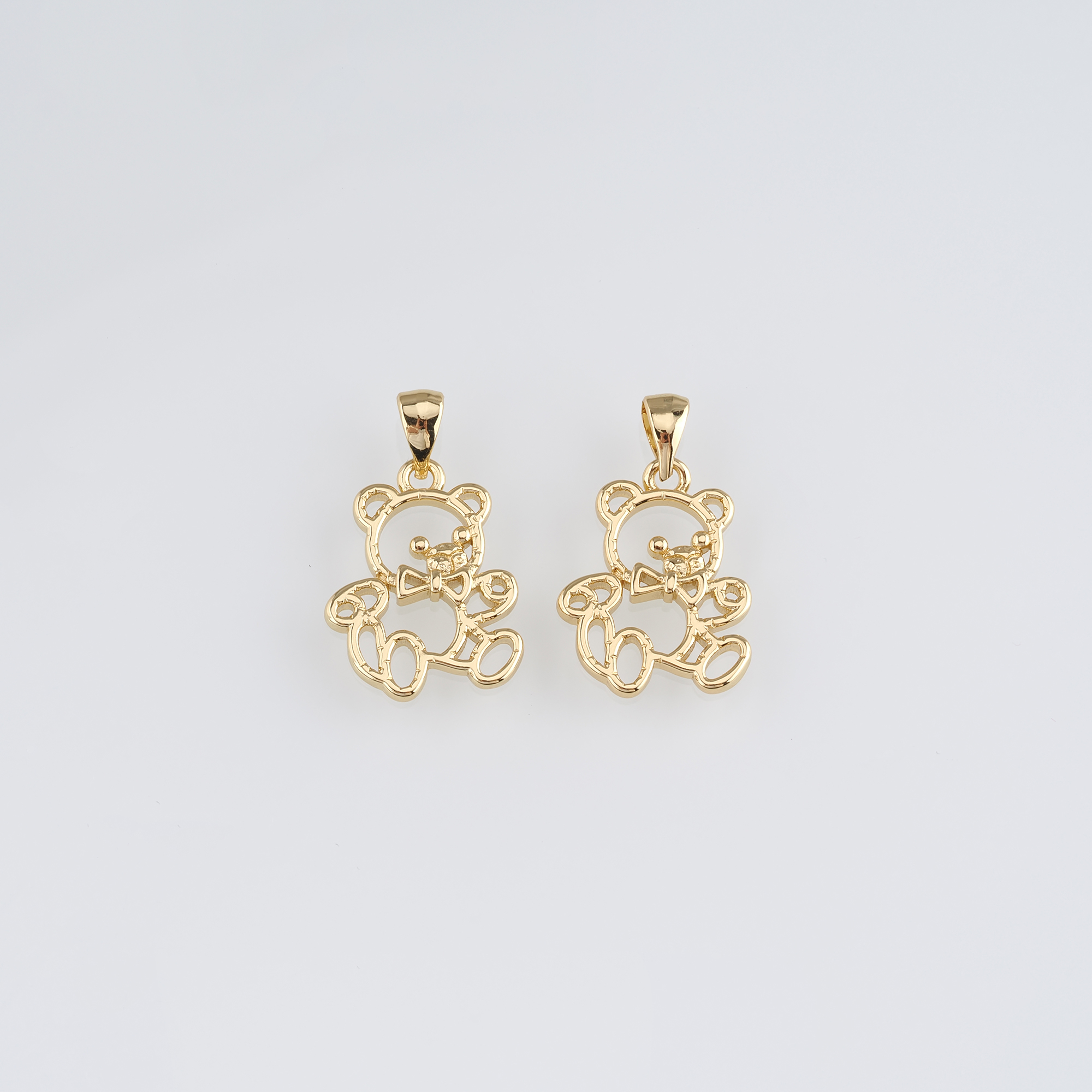 18K Gold Filled Bear Pendant,Dainty Bear Charm Earrings Necklace for DIY Jewelry Making Supply