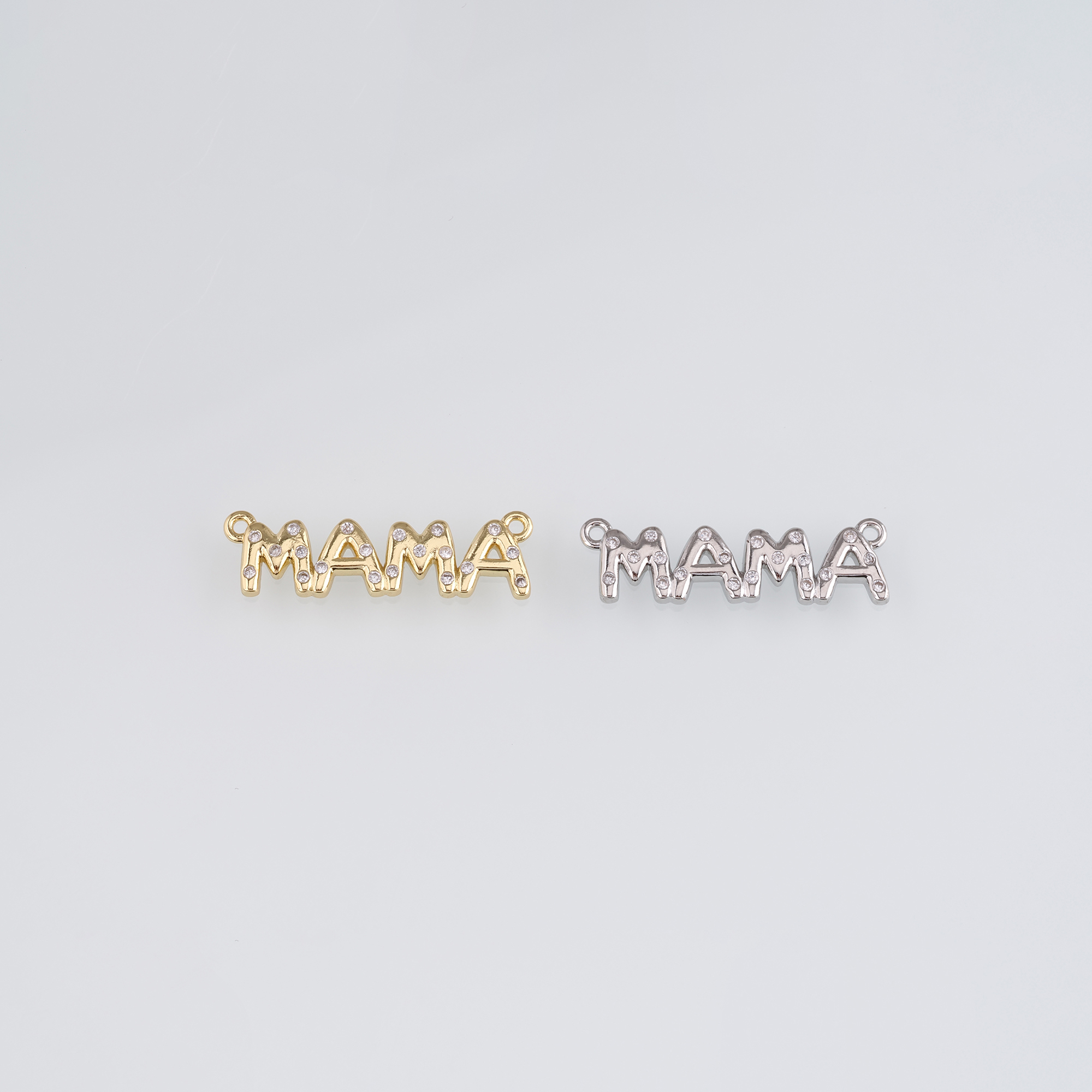 18K Gold Filled Mama Pendant,CZ Micro Pave Mama Charm Earrings Necklace for DIY Jewelry Making Supply