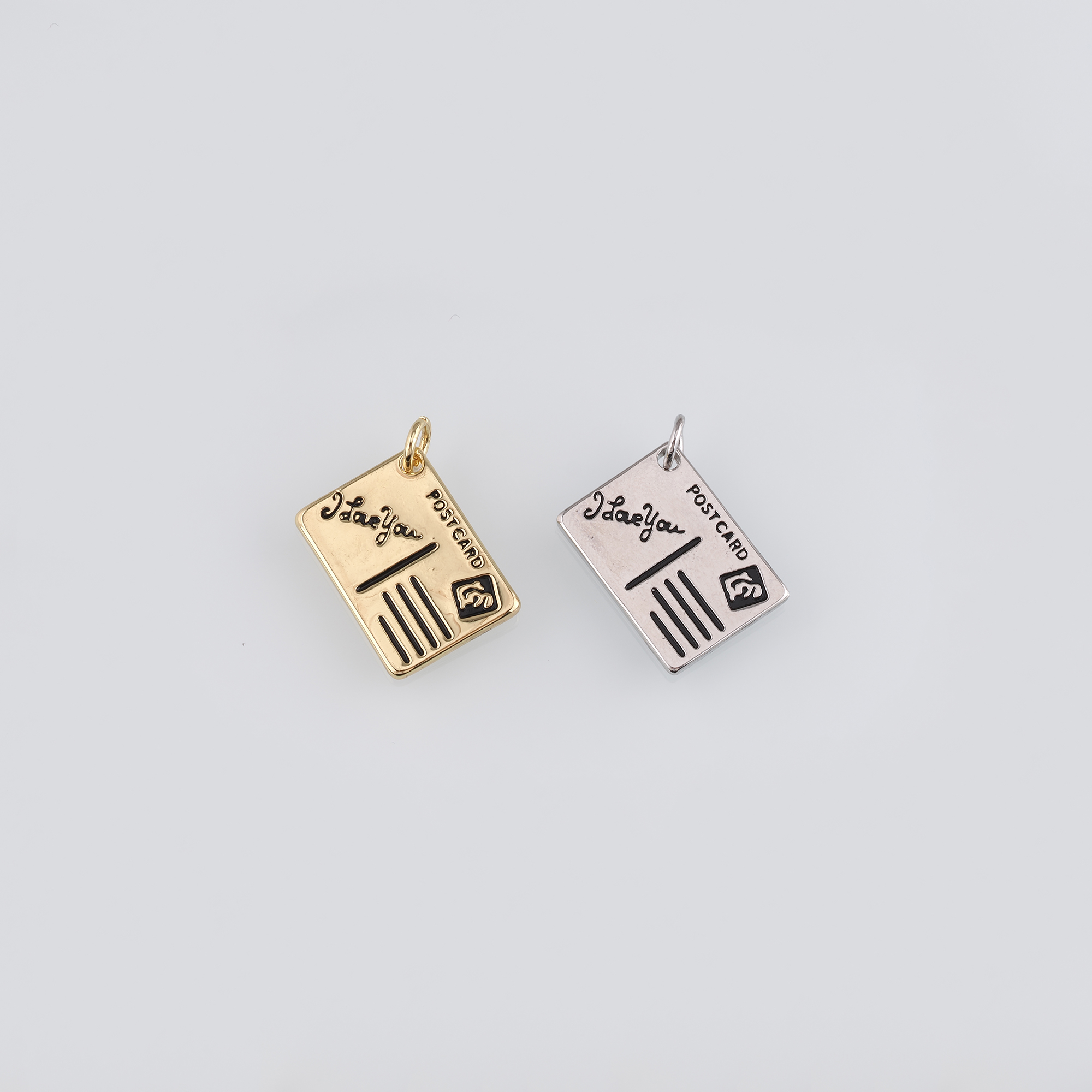 18K Gold Filled Postcard Pendant,Dainty Postcard Charm Earrings Necklace for DIY Jewelry Making Supply