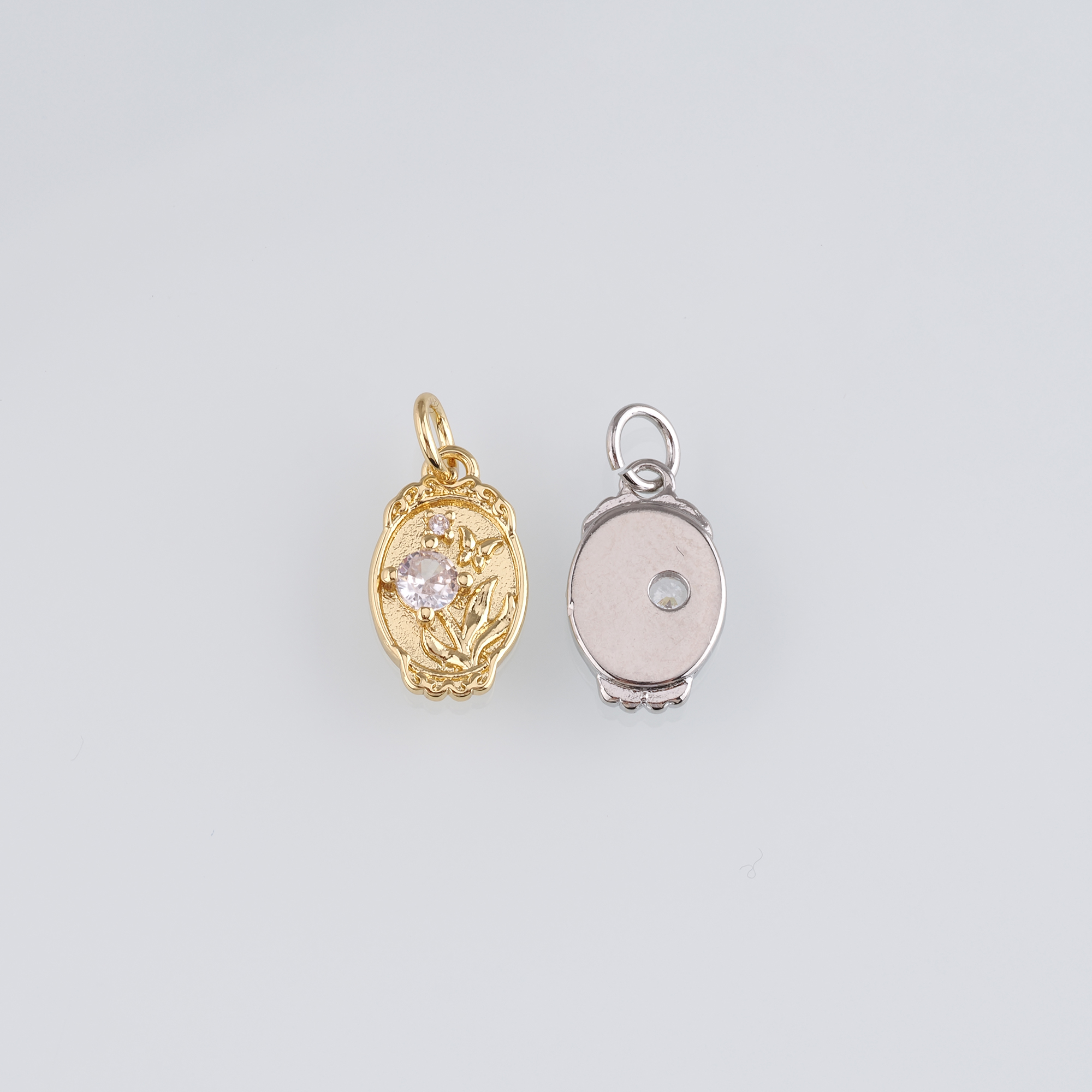 18K Gold Filled Flower Pendant,Dainty Flower Charm Earrings Necklace for DIY Jewelry Making Supply