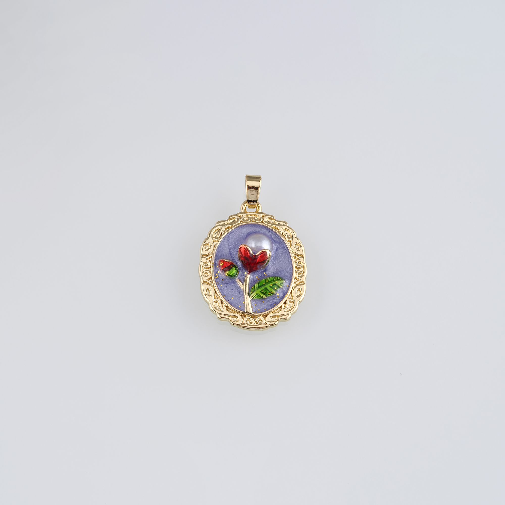18K Gold Filled Tulip Pendant,Flower Charm,Enamel Tulip Earrings Necklace for DIY Jewelry Making Supply