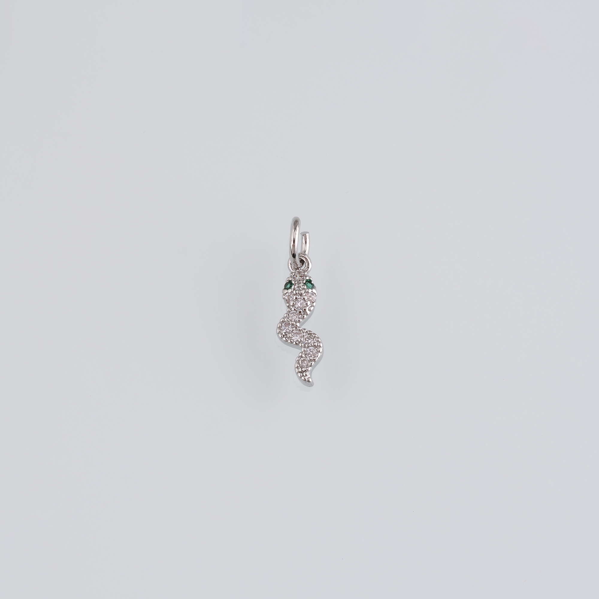18K Gold Filled Snake Pendant,CZ Micro Pave Reptile Charm Earrings Necklace for DIY Jewelry Making Supply