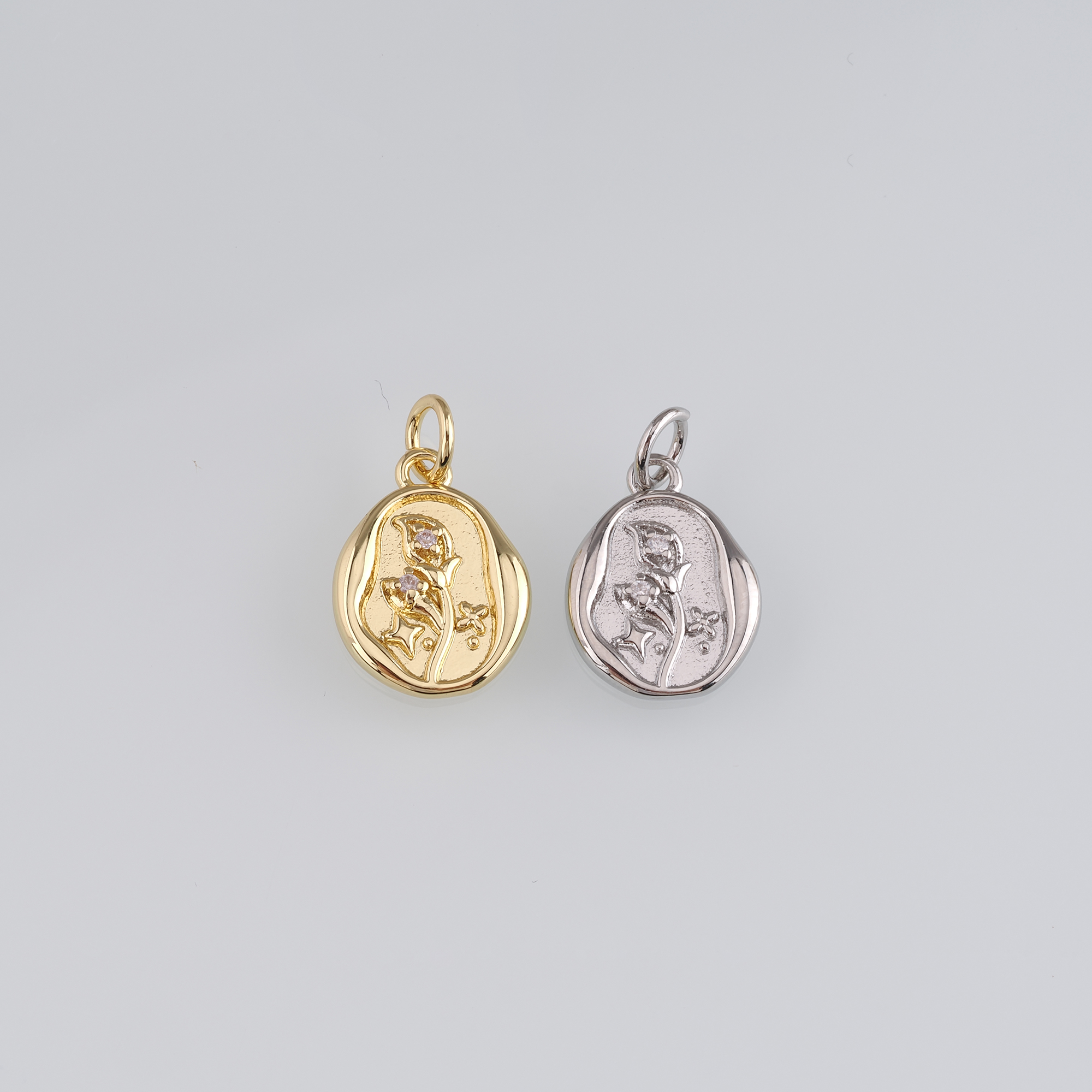 18K Gold Filled Flower Pendant,Dainty Flower Charm Earrings Necklace for DIY Jewelry Making Supply