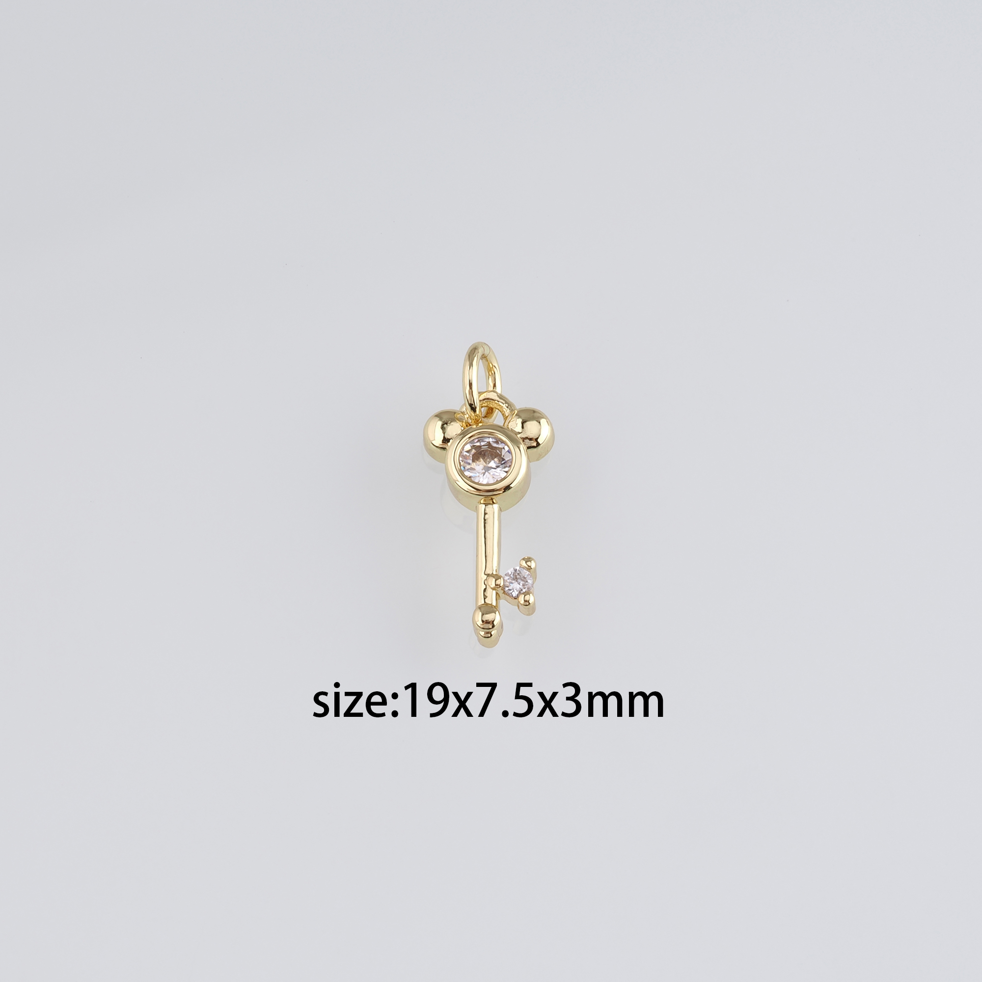 18K Gold Filled Key Pendant,CZ Micro Pave Key Charm Earrings Necklace for DIY Jewelry Making Supply