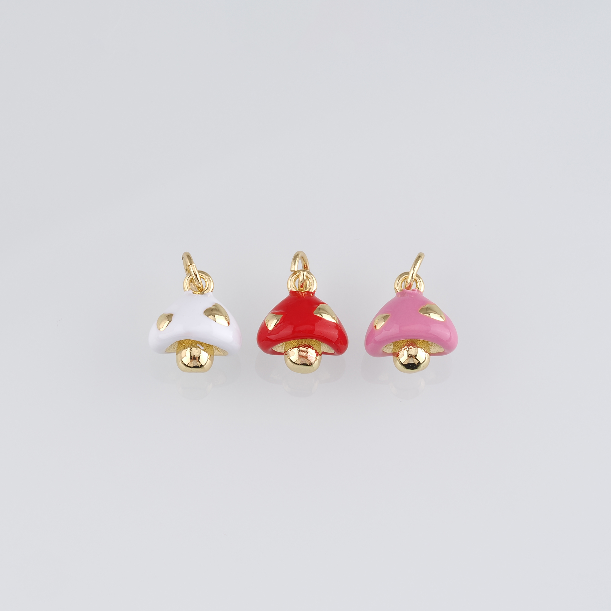 18K Gold Filled Mushroom Pendant,Enamel Mushroom Charm Earrings Necklace for DIY Jewelry Making Supply