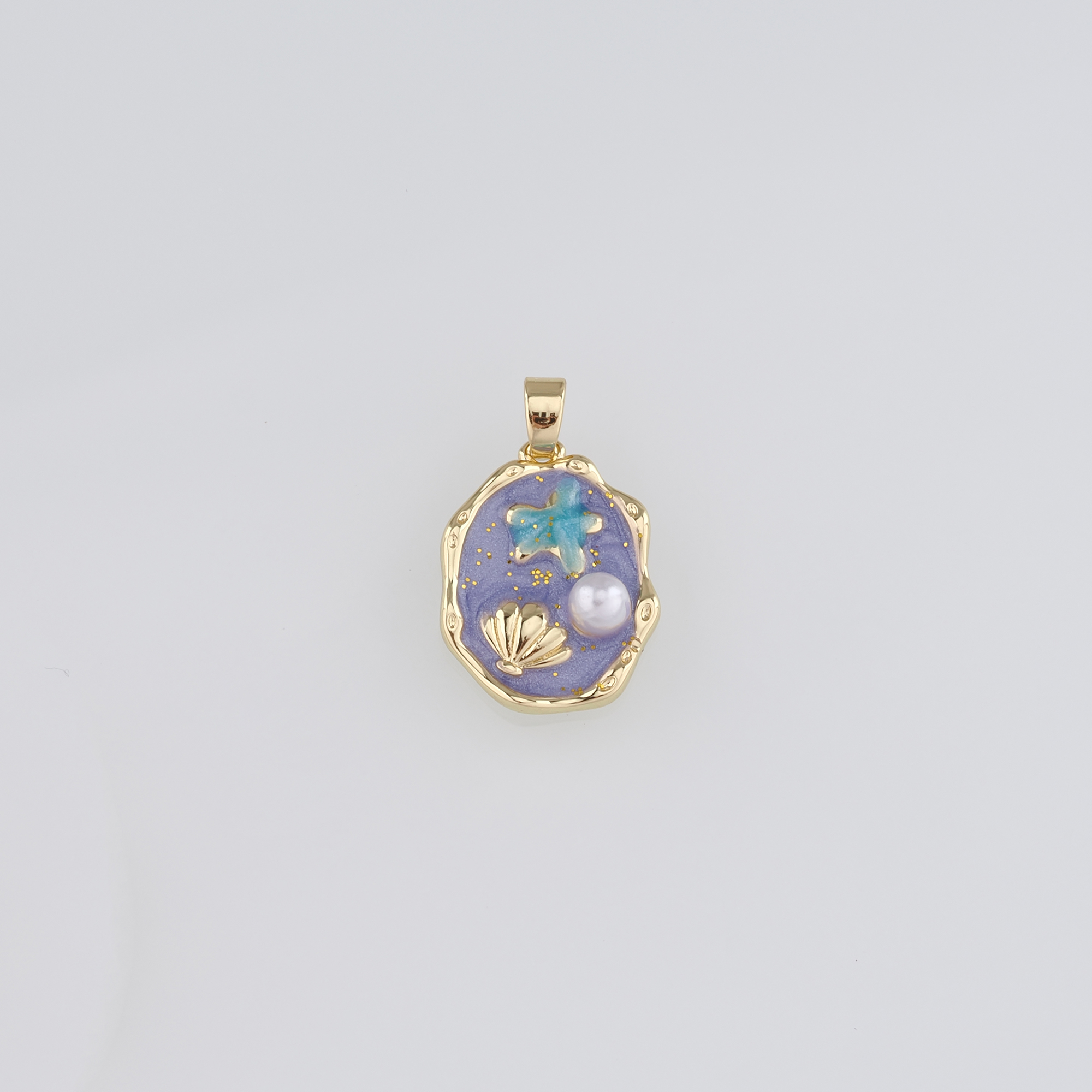 18K Gold Filled Starfish Pendant,Enamel Starfish Charm Earrings Necklace for DIY Jewelry Making Supply