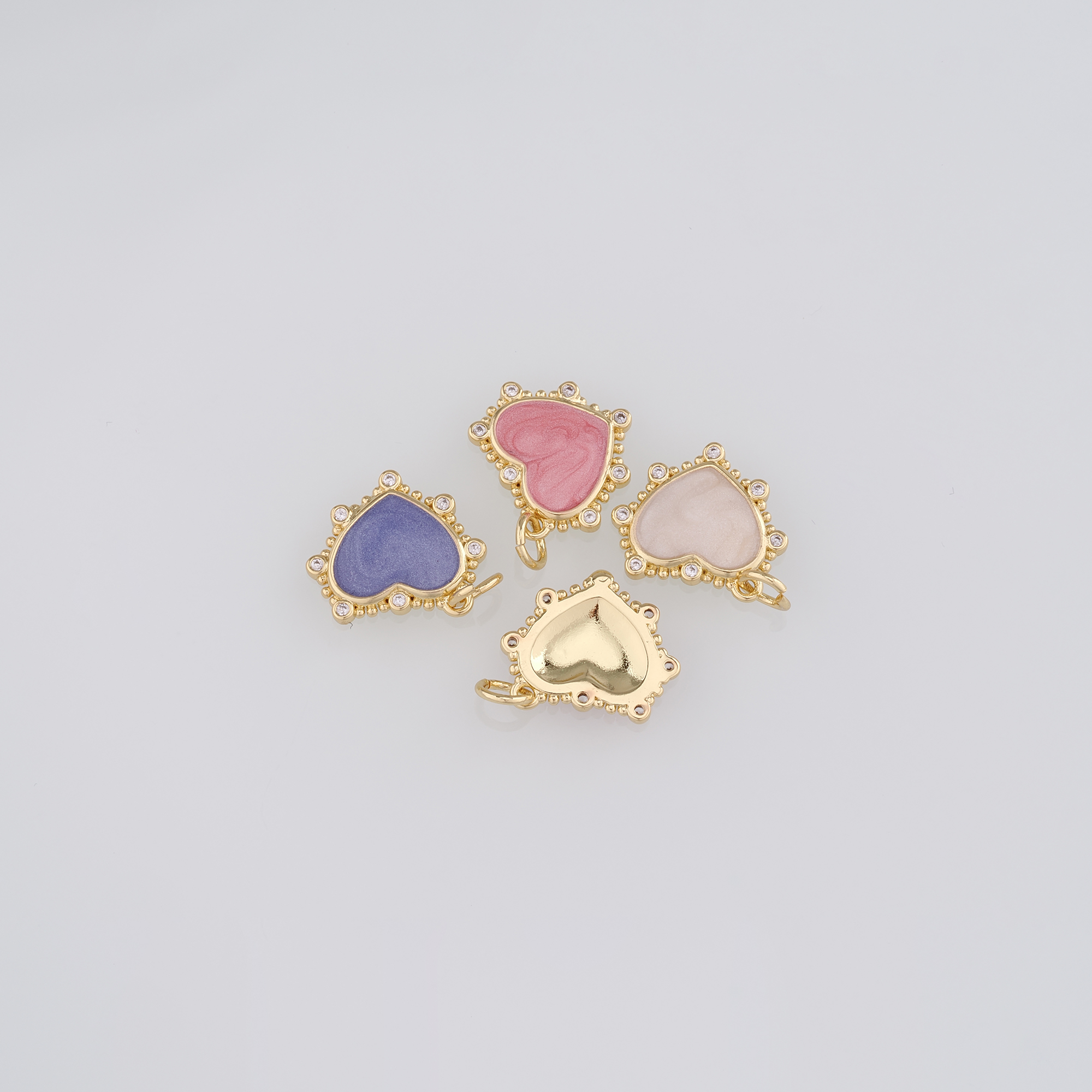 18K Gold Filled Heart Pendant,Enamel Heart Charm Earrings Necklace for DIY Jewelry Making Supply