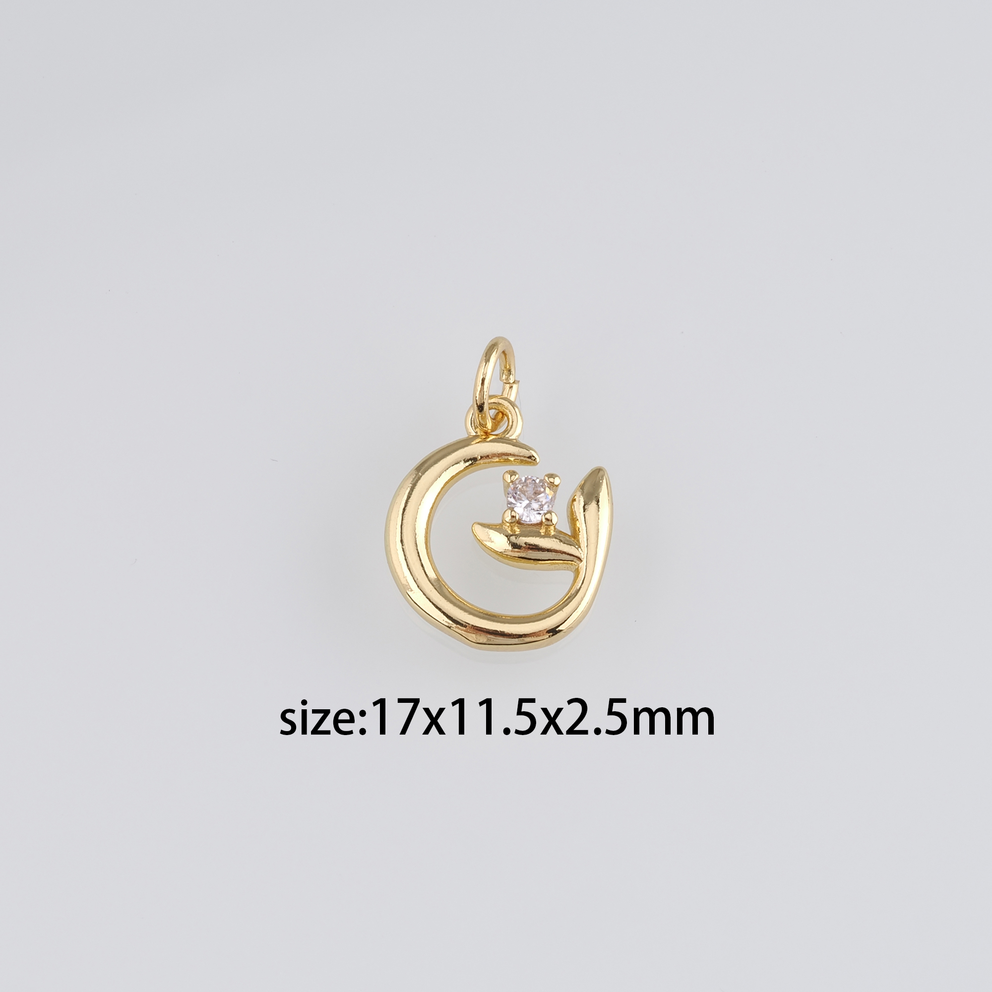 18K Gold Filled Moon Pendant,Celestial Charm,CZ Micro Pave Moon Earrings Necklace for DIY Jewelry Making Supply