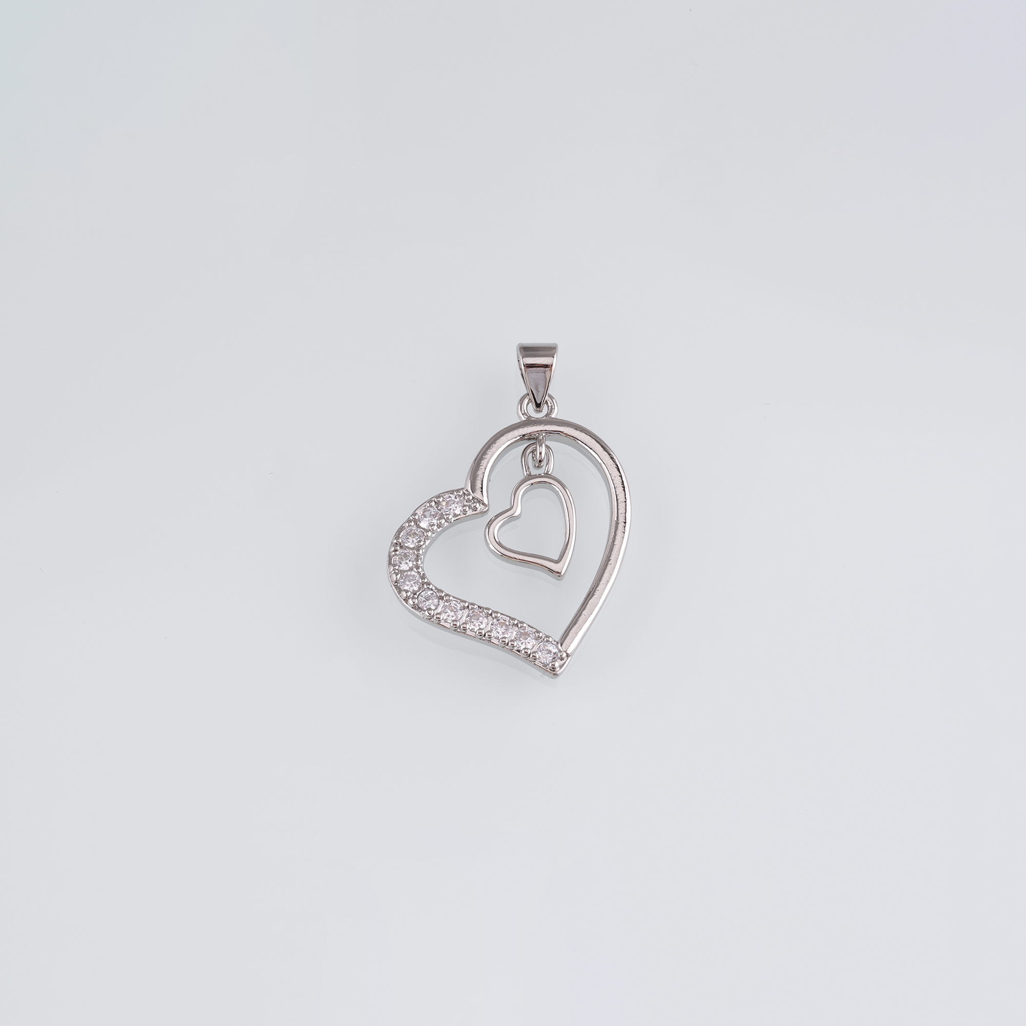 18K Gold Filled Heart Pendant,CZ Micro Pave Heart Charm Earrings Necklace for DIY Jewelry Making Supply