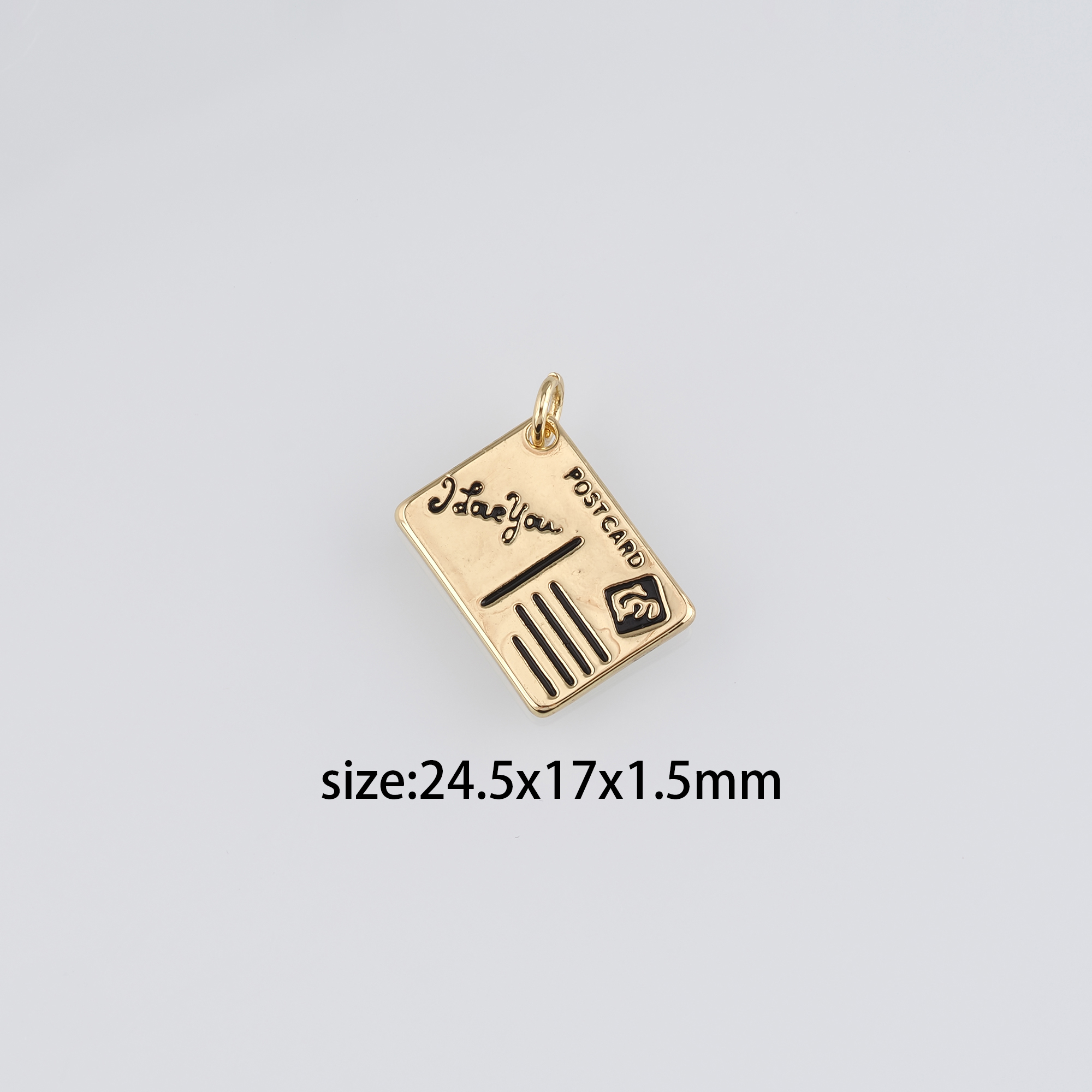18K Gold Filled Postcard Pendant,Dainty Postcard Charm Earrings Necklace for DIY Jewelry Making Supply