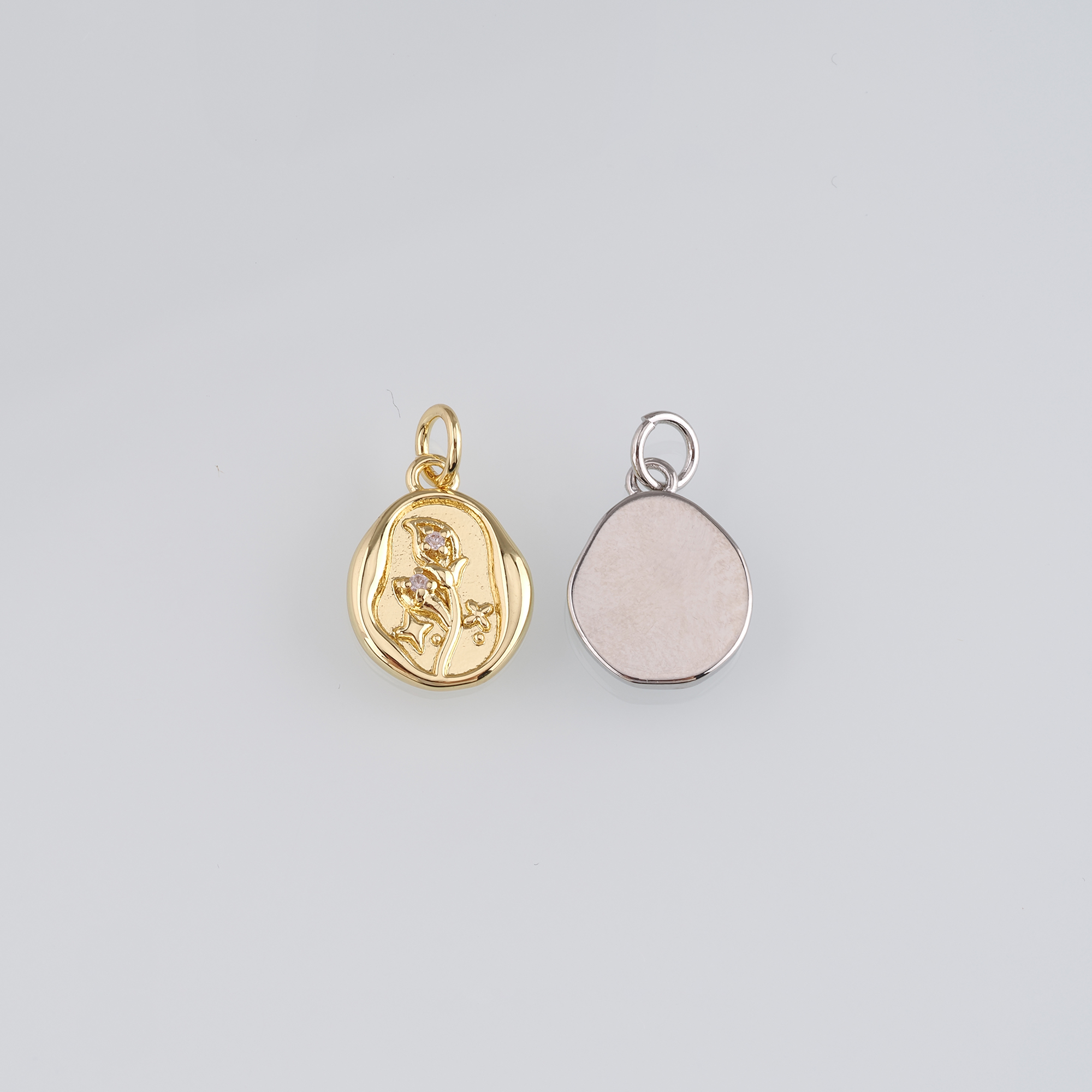 18K Gold Filled Flower Pendant,Dainty Flower Charm Earrings Necklace for DIY Jewelry Making Supply