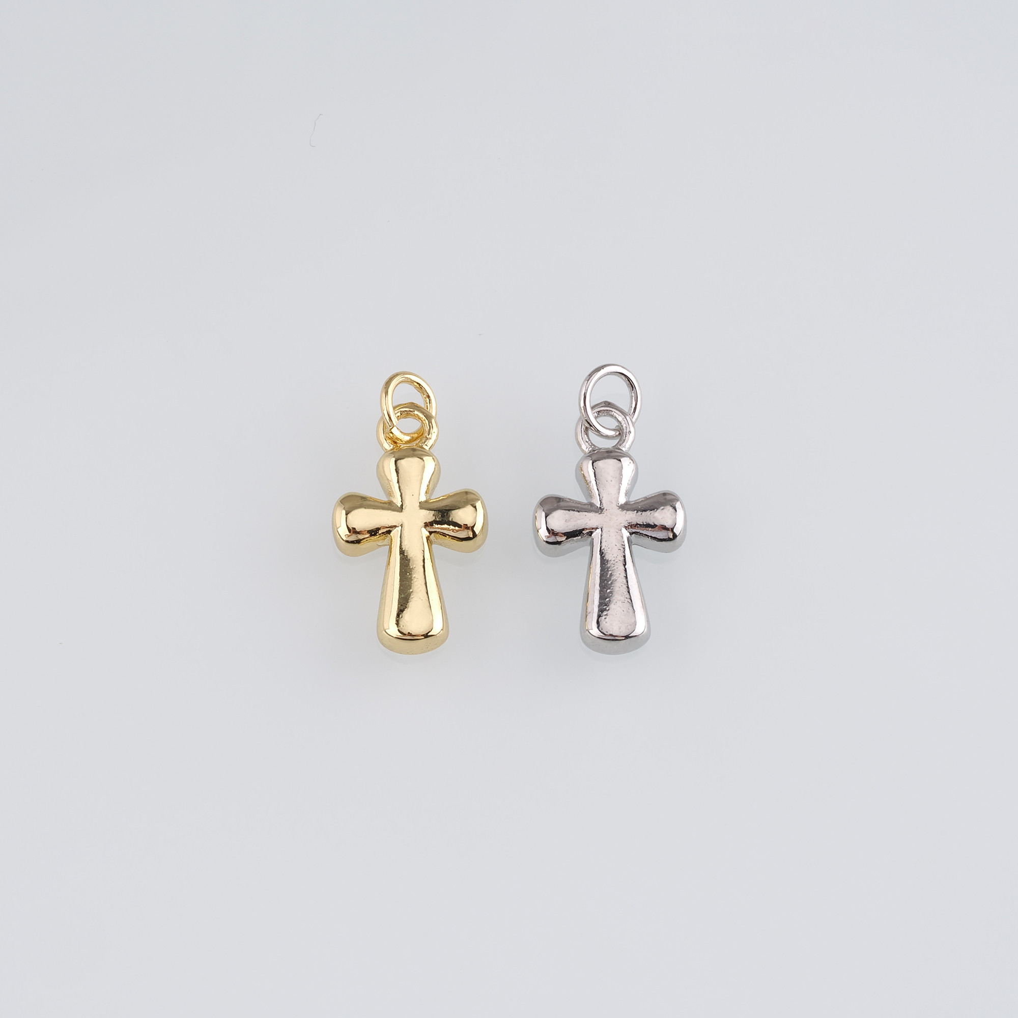 18K Gold Filled Cross Pendant,Religious Charm Earrings Necklace for DIY Jewelry Making Supply