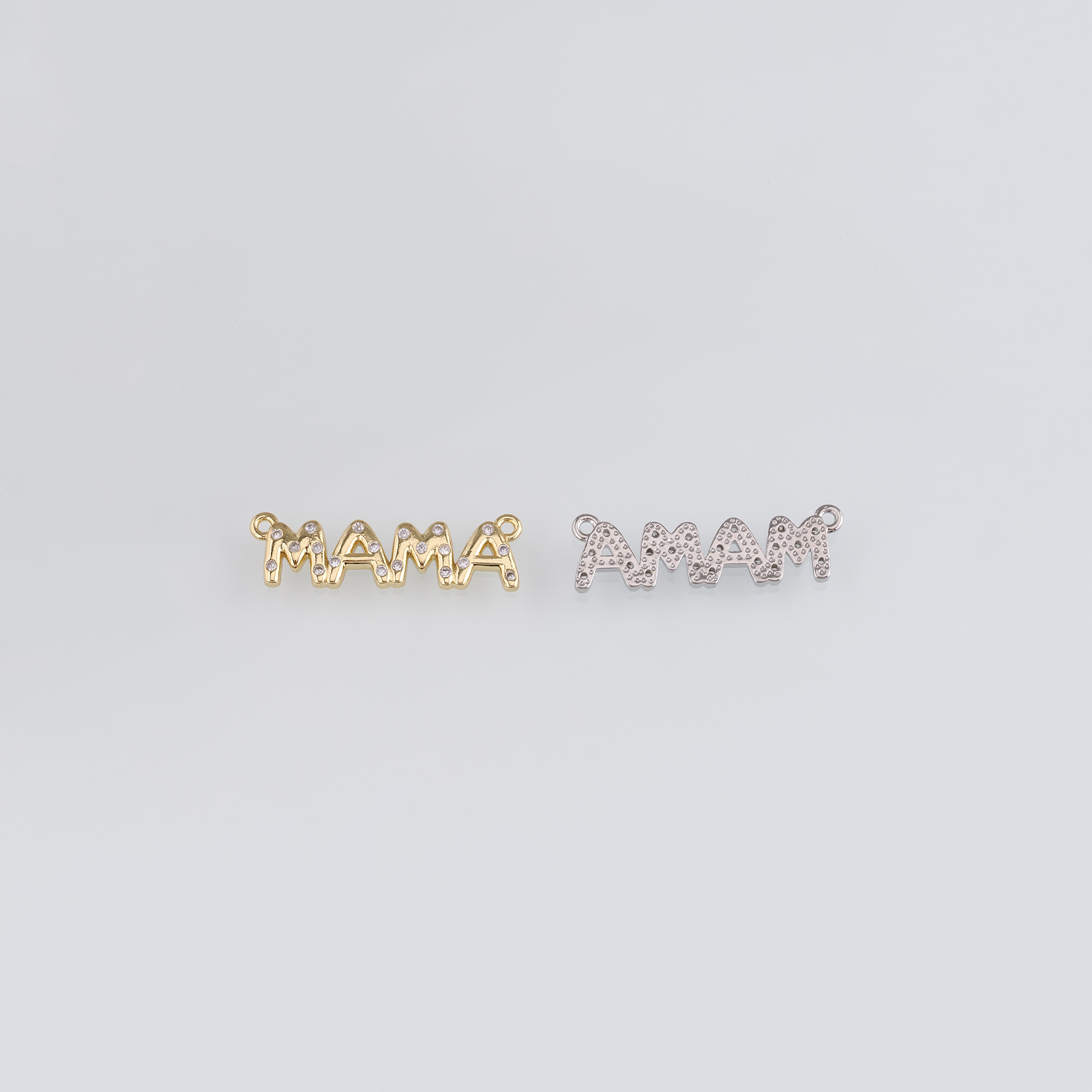 18K Gold Filled Mama Pendant,CZ Micro Pave Mama Charm Earrings Necklace for DIY Jewelry Making Supply