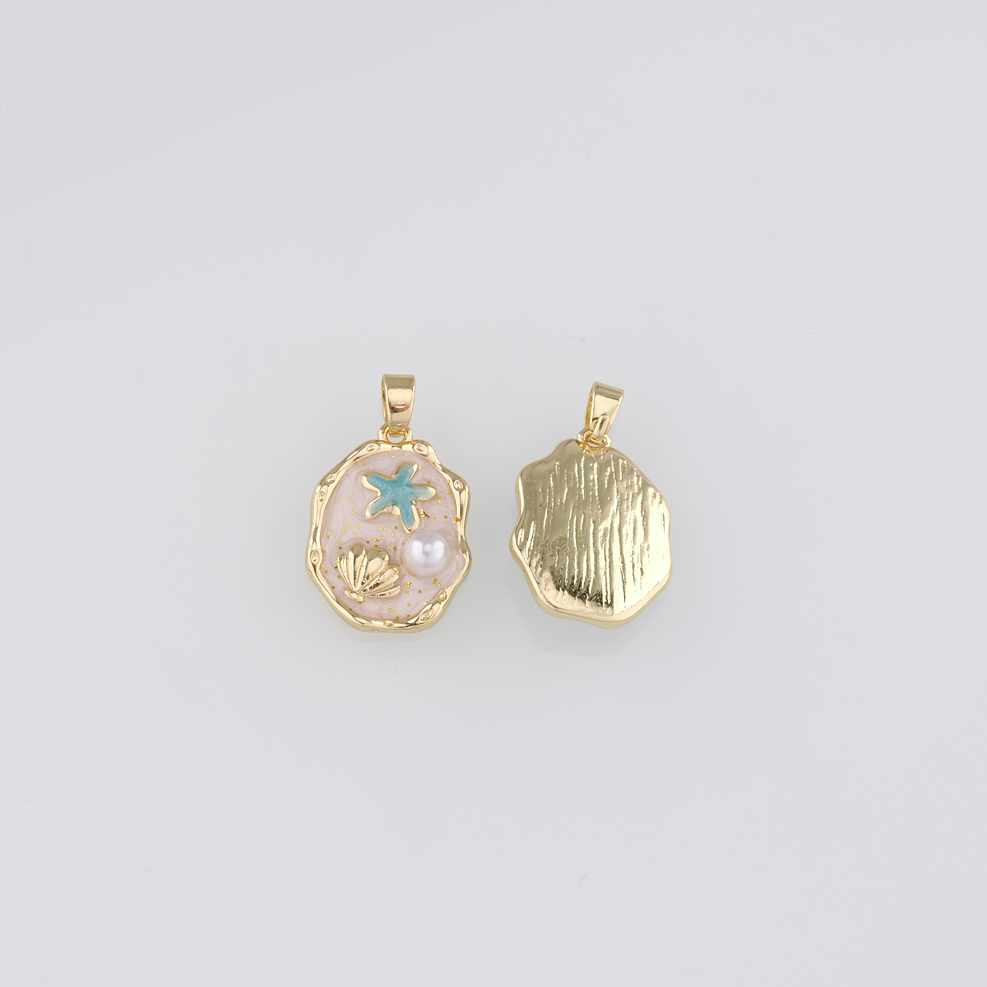 18K Gold Filled Starfish Pendant,Enamel Starfish Charm Earrings Necklace for DIY Jewelry Making Supply