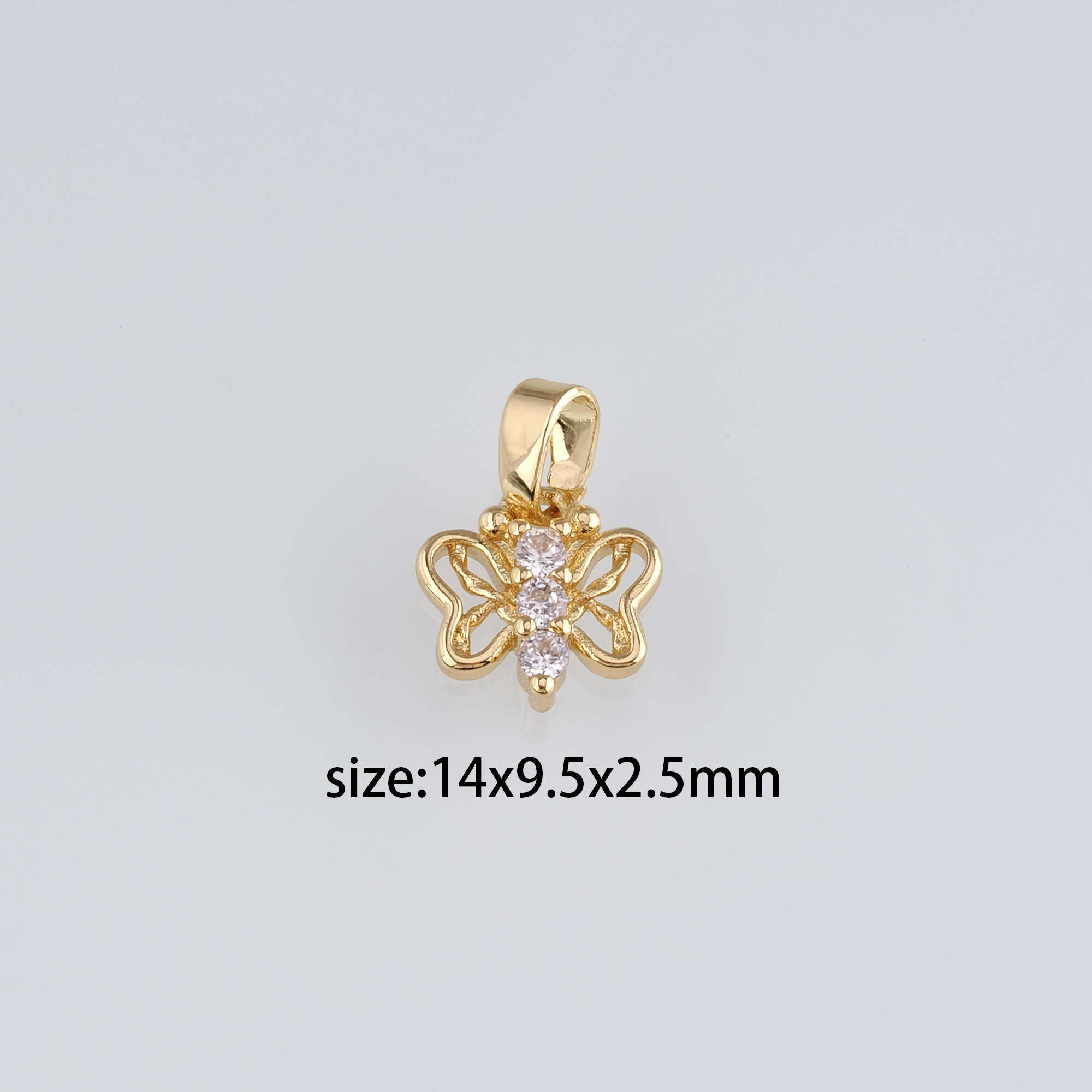 18K Gold Filled Butterfly Pendant,CZ Micro Pave Butterfly Charm Earrings Necklace for DIY Jewelry Making Supply