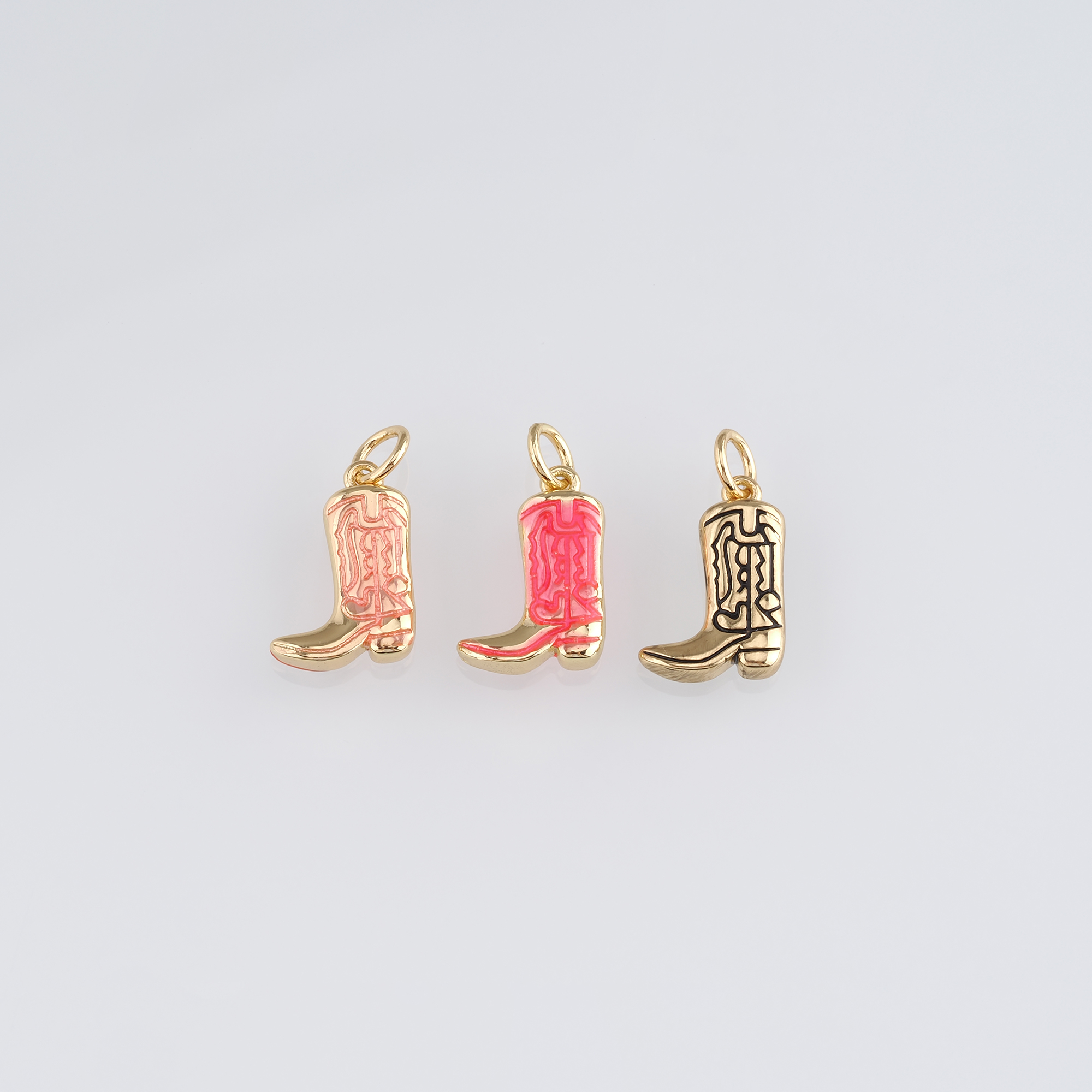 18K Gold Filled Cowboy Boots Pendant,Enamel Shoe Charm Earrings Necklace for DIY Jewelry Making Supply