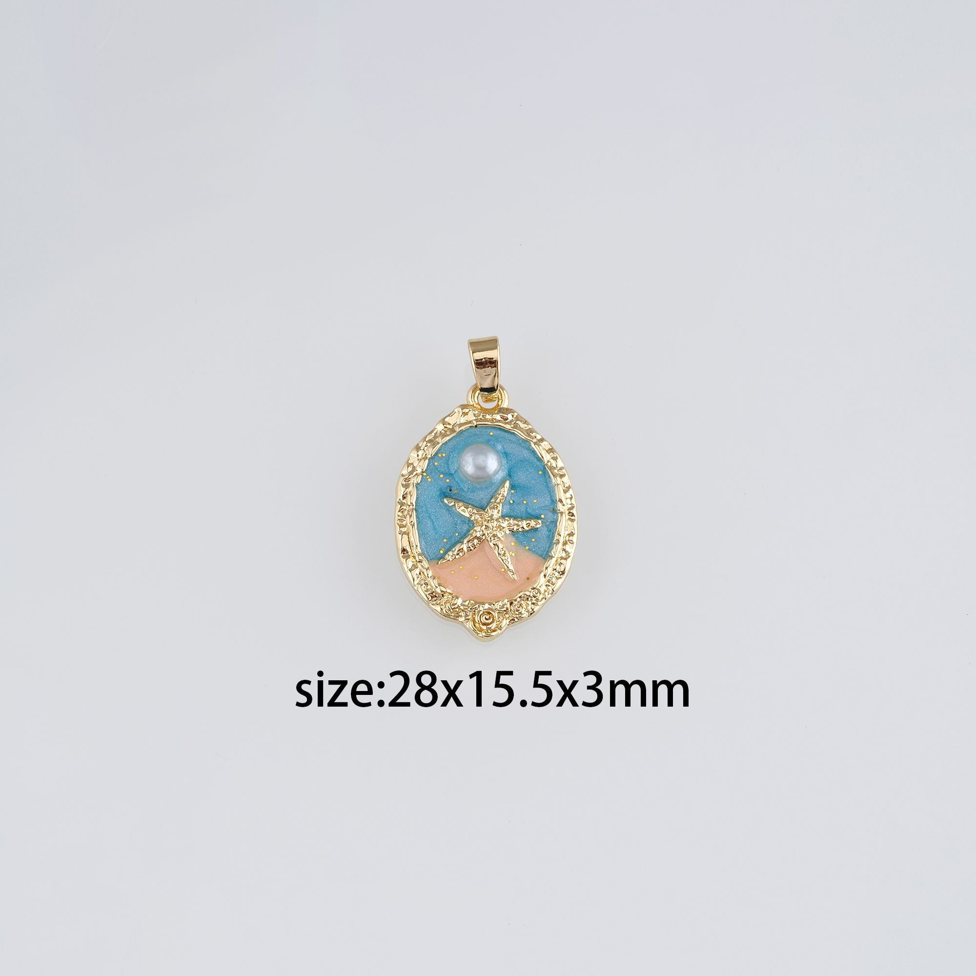 18K Gold Filled Starfish Pendant,Enamel Starfish Charm Earrings Necklace for DIY Jewelry Making Supply
